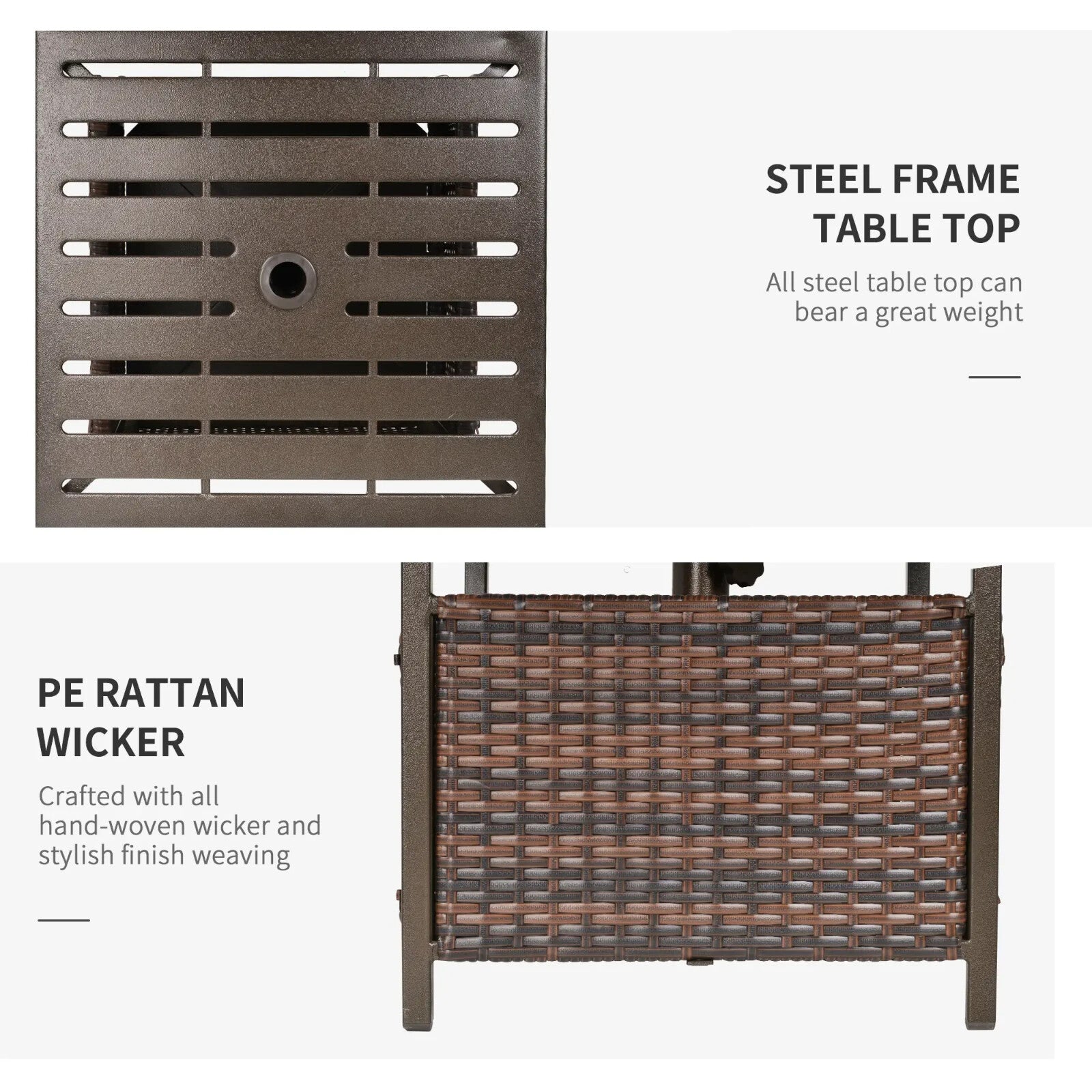 Rattan Wicker Outdoor Coffee Table with Umbrella Hole for Garden or Backyard Use