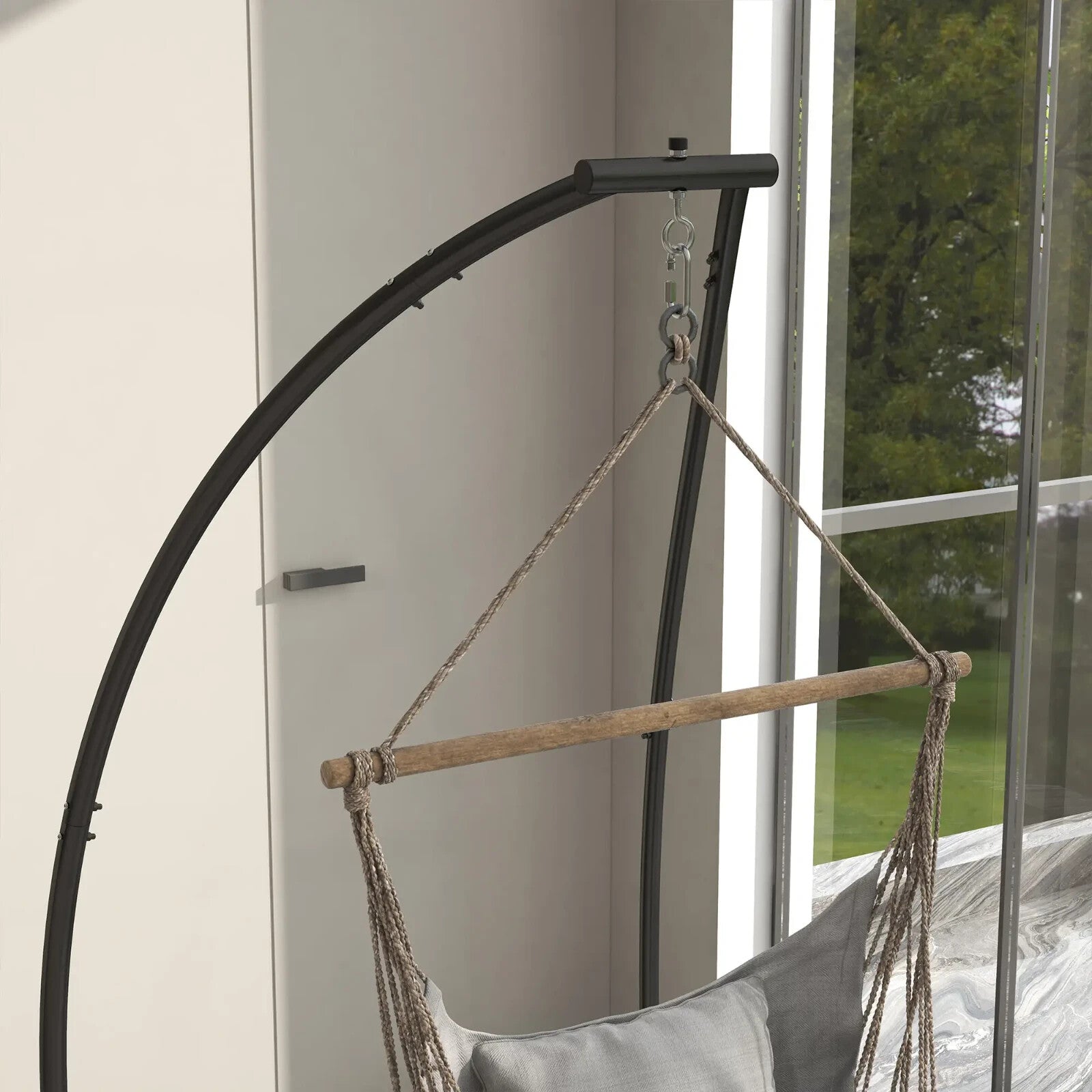 Hammock Chair Stand Hanging Egg Powder Coated Steel Frame 'C' Shape Black