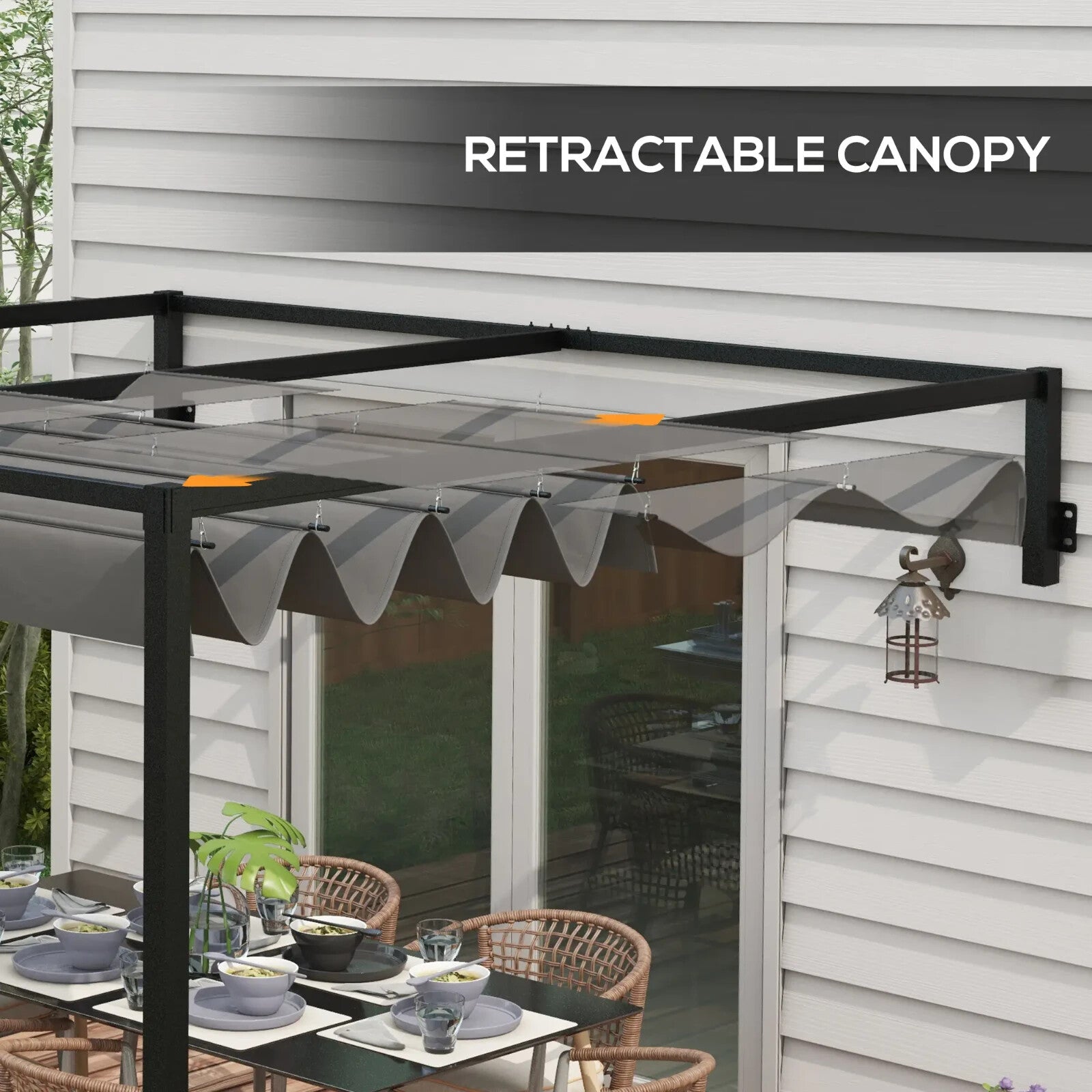 2x3m Pergola with Retractable Roof for Grill & Patio – Metal Shelter