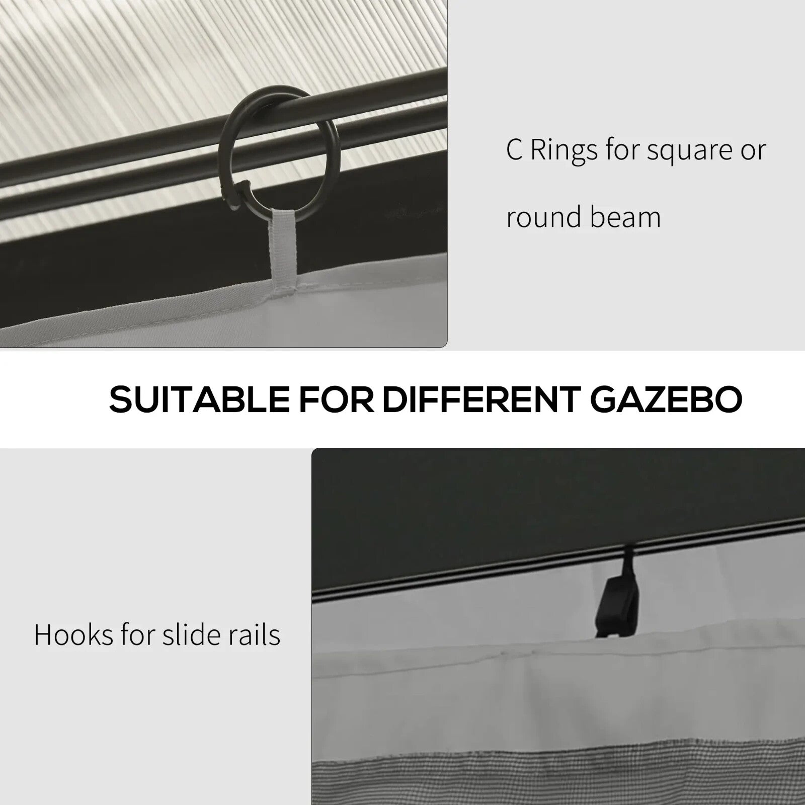 4 Pack Gazebo Replacement Sidewalls Privacy Panels for 3x4m Pavilion Canopy Tent