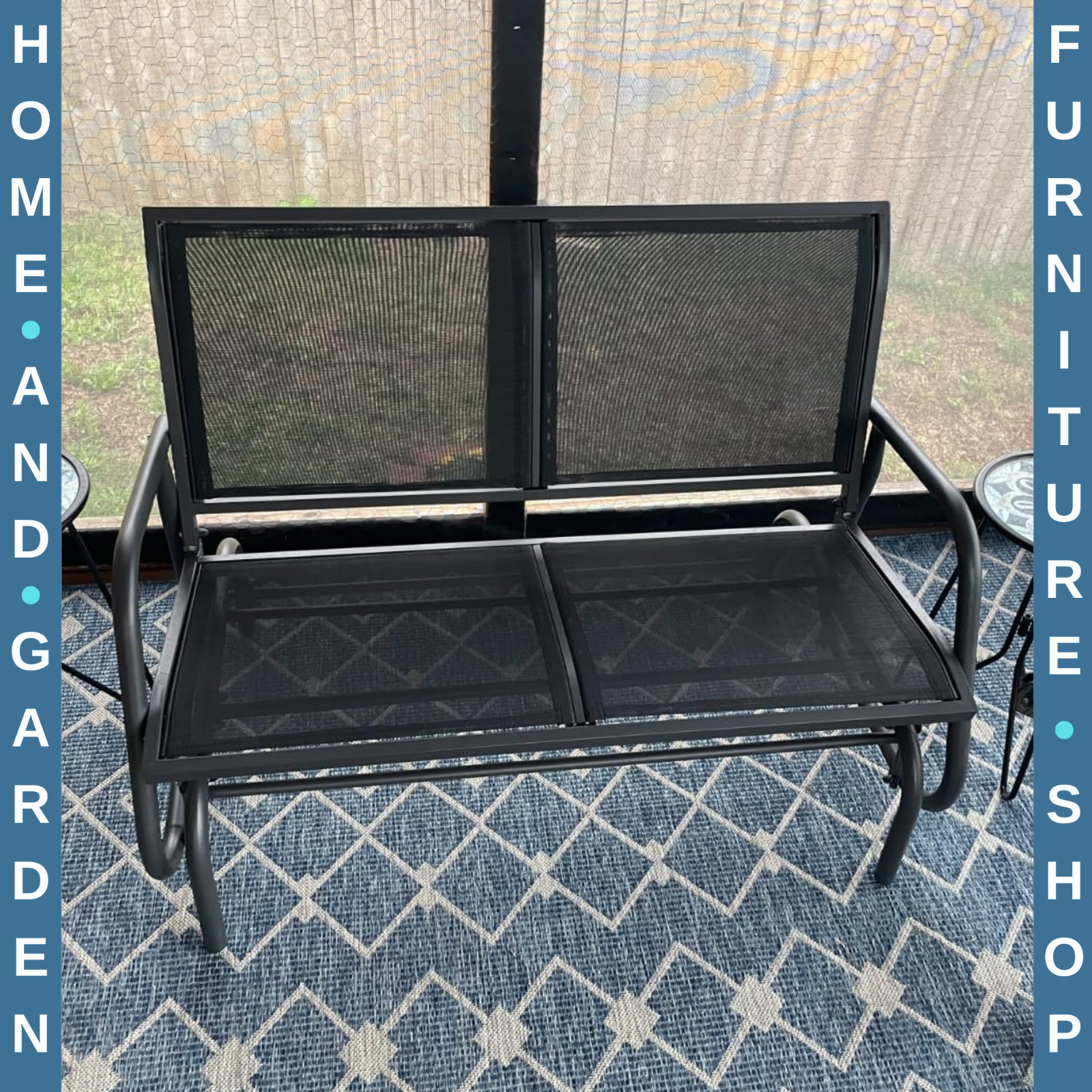 2 Seater Garden Glider Bench Patio Swing Chair with Powder Coated Steel Frame