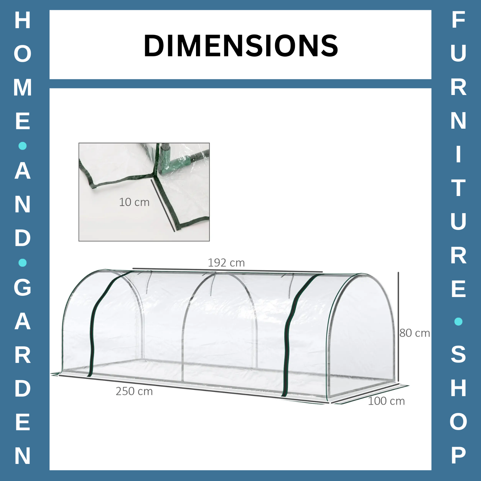 Mini Polytunnel Greenhouse Portable Water Resistant w/ Zipped Doors Transparent