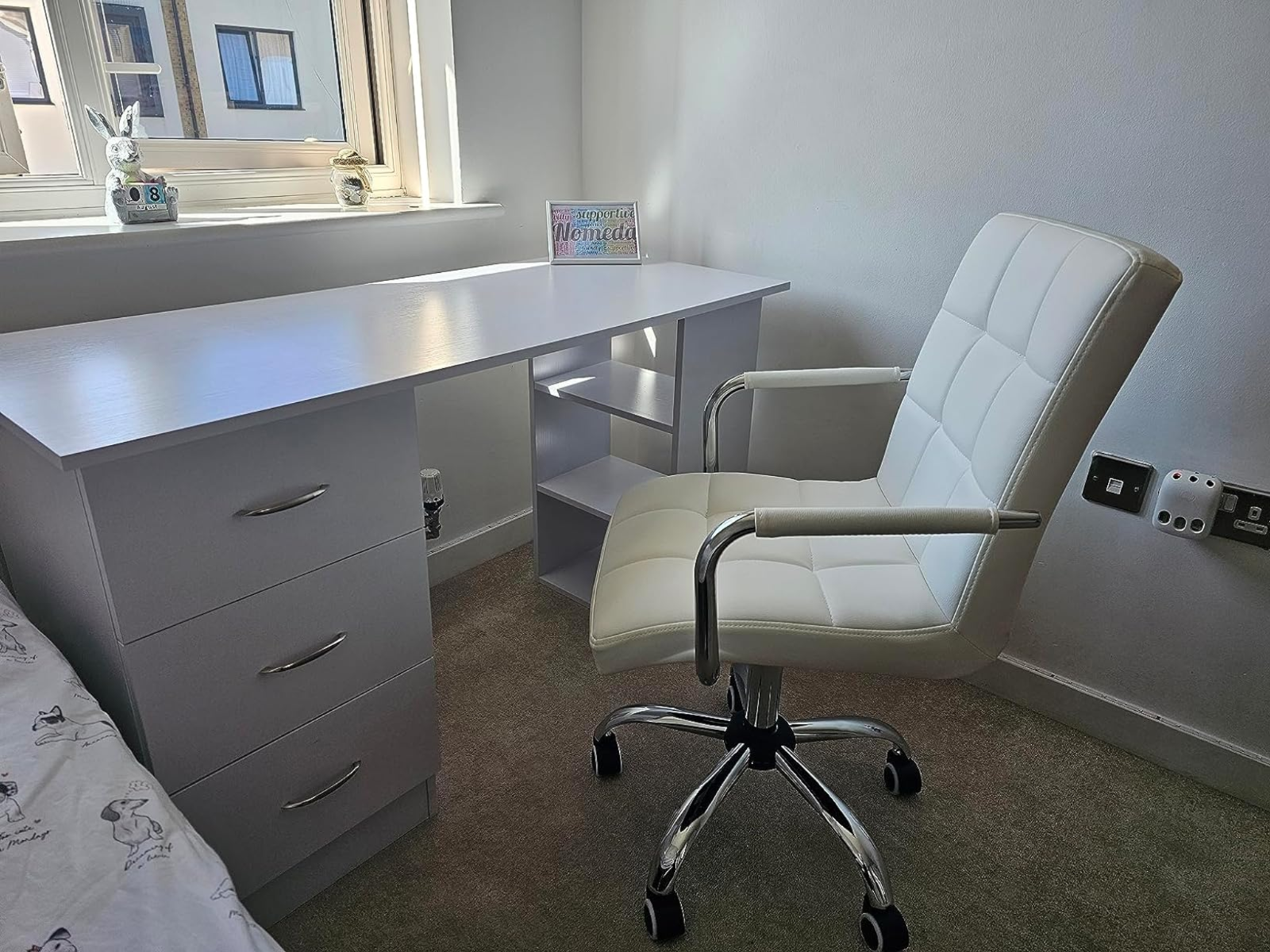 Computer Desk with Drawers Shelves PC Desk Organiser Workstation Writing Table