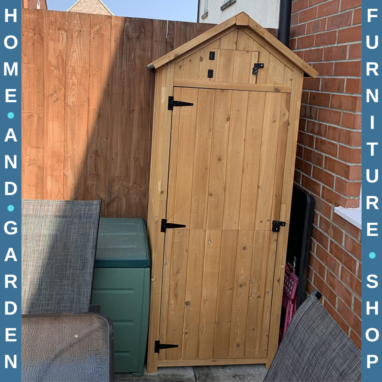 Wooden Garden Storage Shed with Shelves Waterpoof Outdoor Tool Cabinet Outhouse