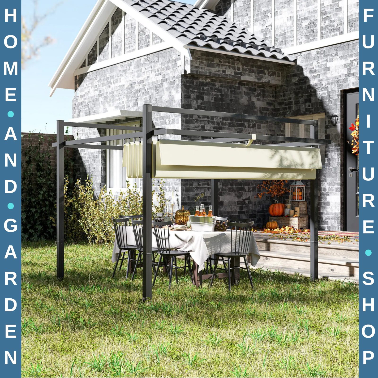 Metal Pergola Gazebo Garden Shelter Heavy Duty Aluminium Frame Patio Canopy 3m