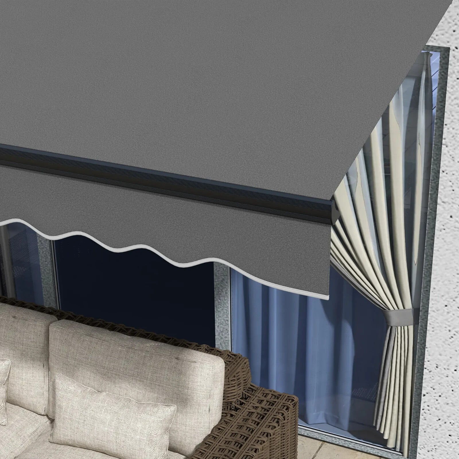 3 x 2m Electric Retractable Awning Canopy with Remote for Patio Door Window