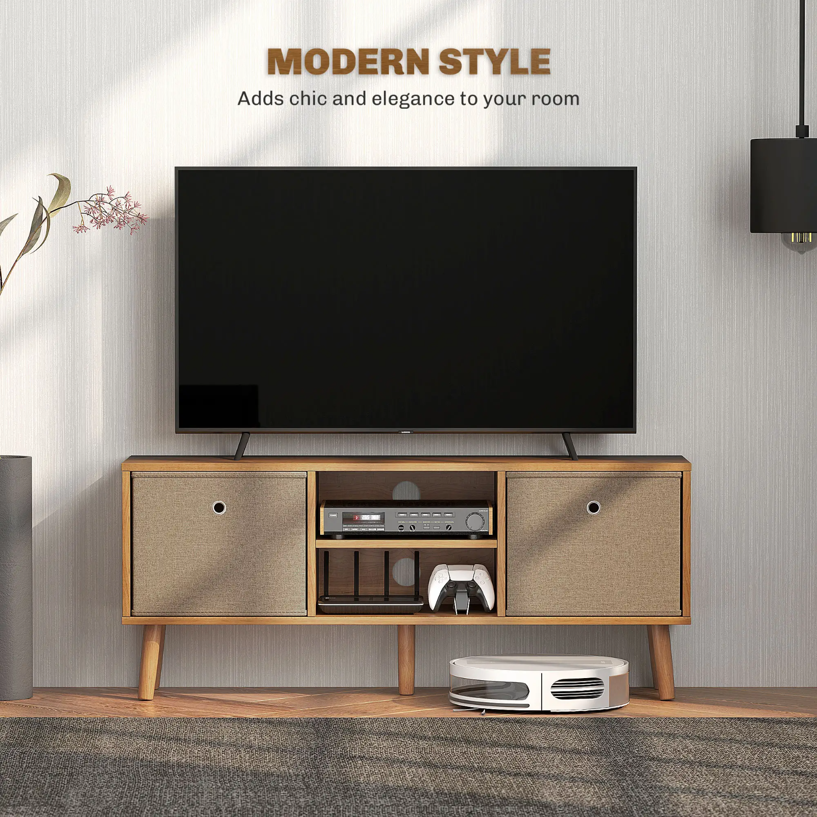 Modern Wooden TV Cabinet Stand Media Unit Retro TV Cube Storage Drawers Shelves