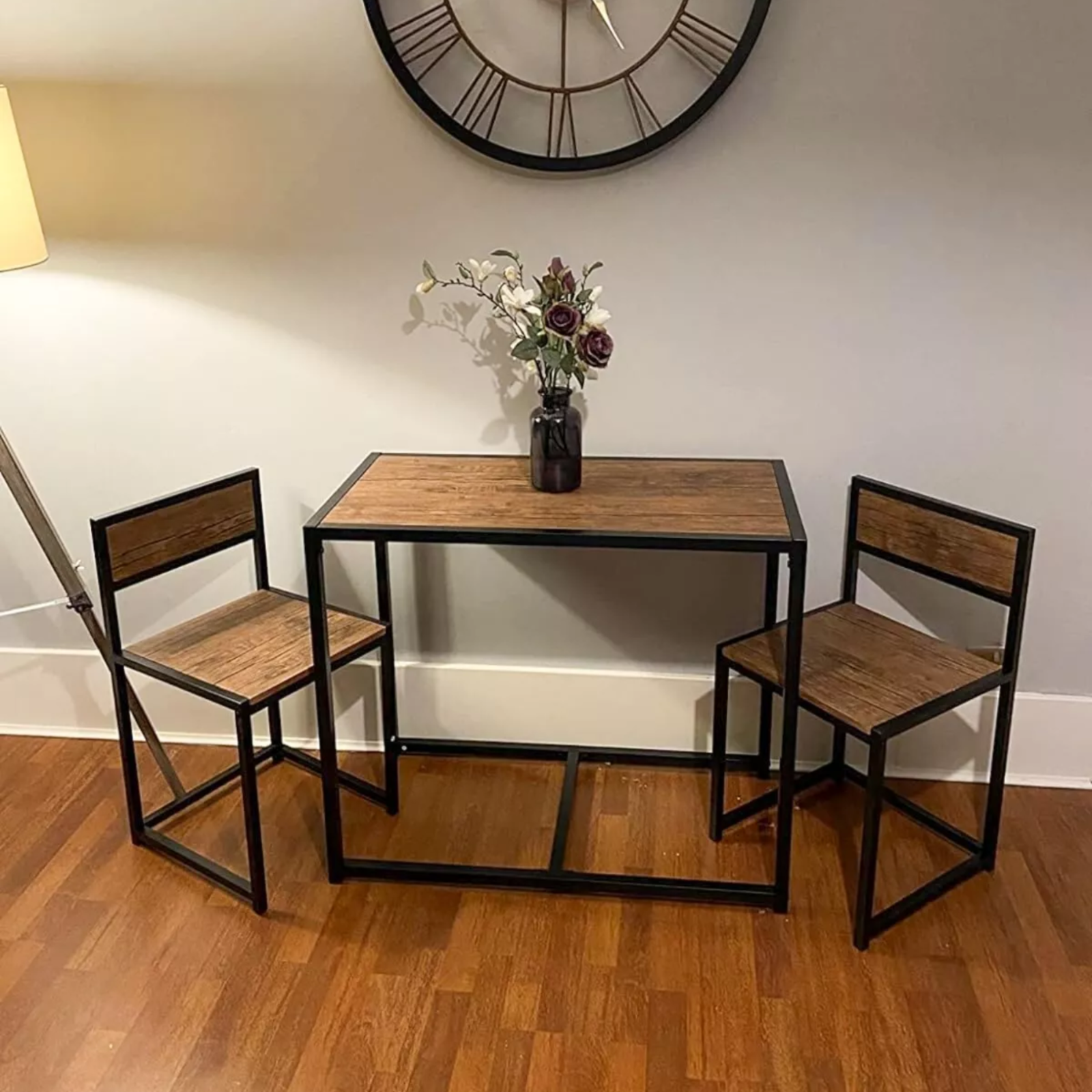 Small Dining Table 2 Chairs Set Space Saving Kitchen Breakfast Table Metal Legs