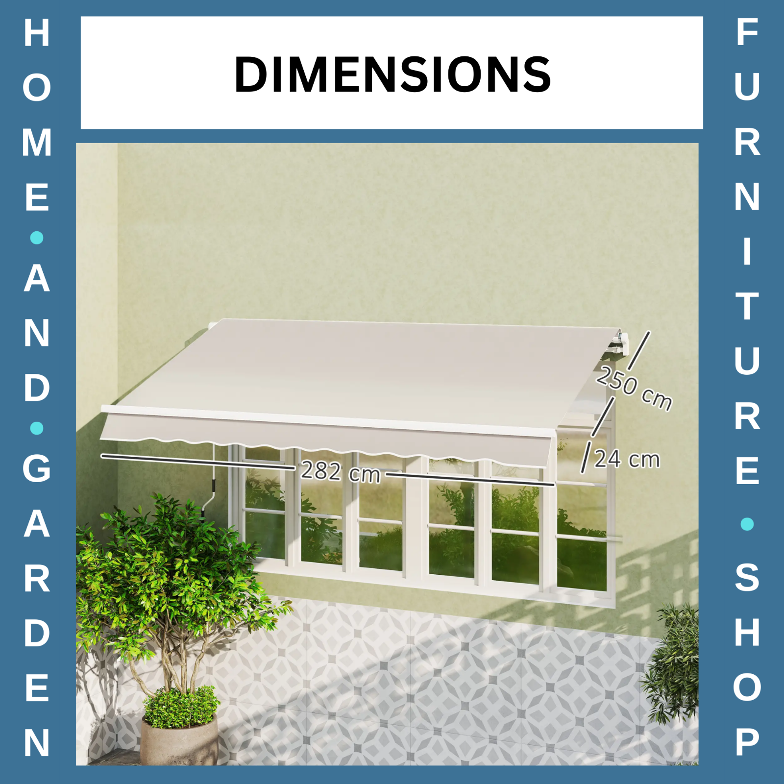 Awning Replacement Canopy Fabric Only Shade Cover Water Resistant Cream White