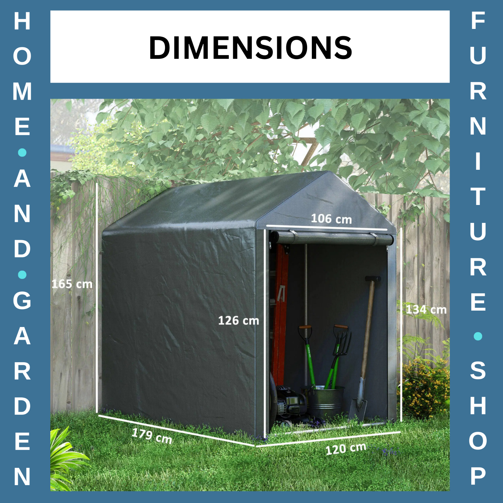 1.2x1.8m Portable Garden Storage Shed Tent for Bike Tools Motorcycle Waterproof