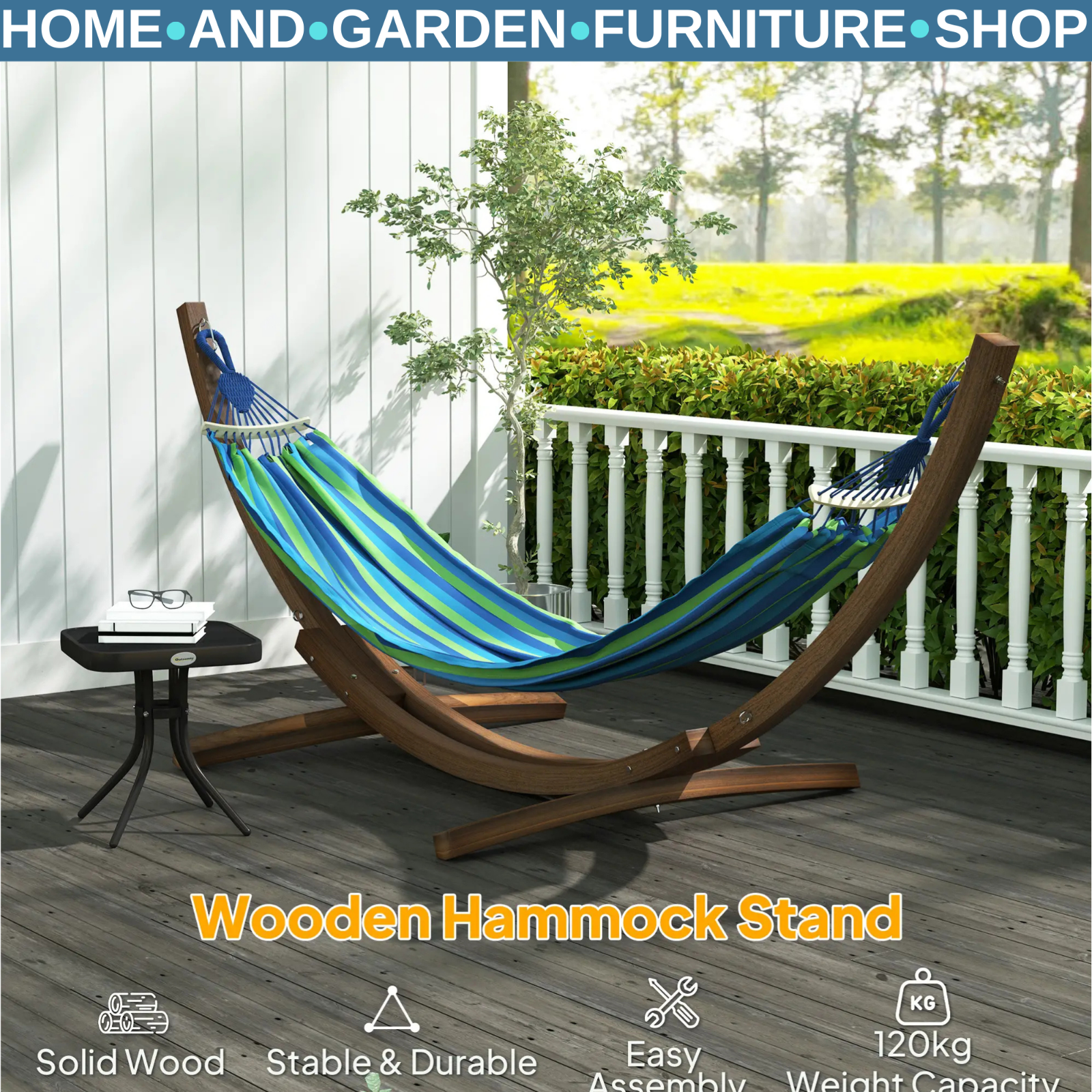 3.25m Wooden Hammock Stand Universal Fit Garden Camping Picnic Outdoor Accessory