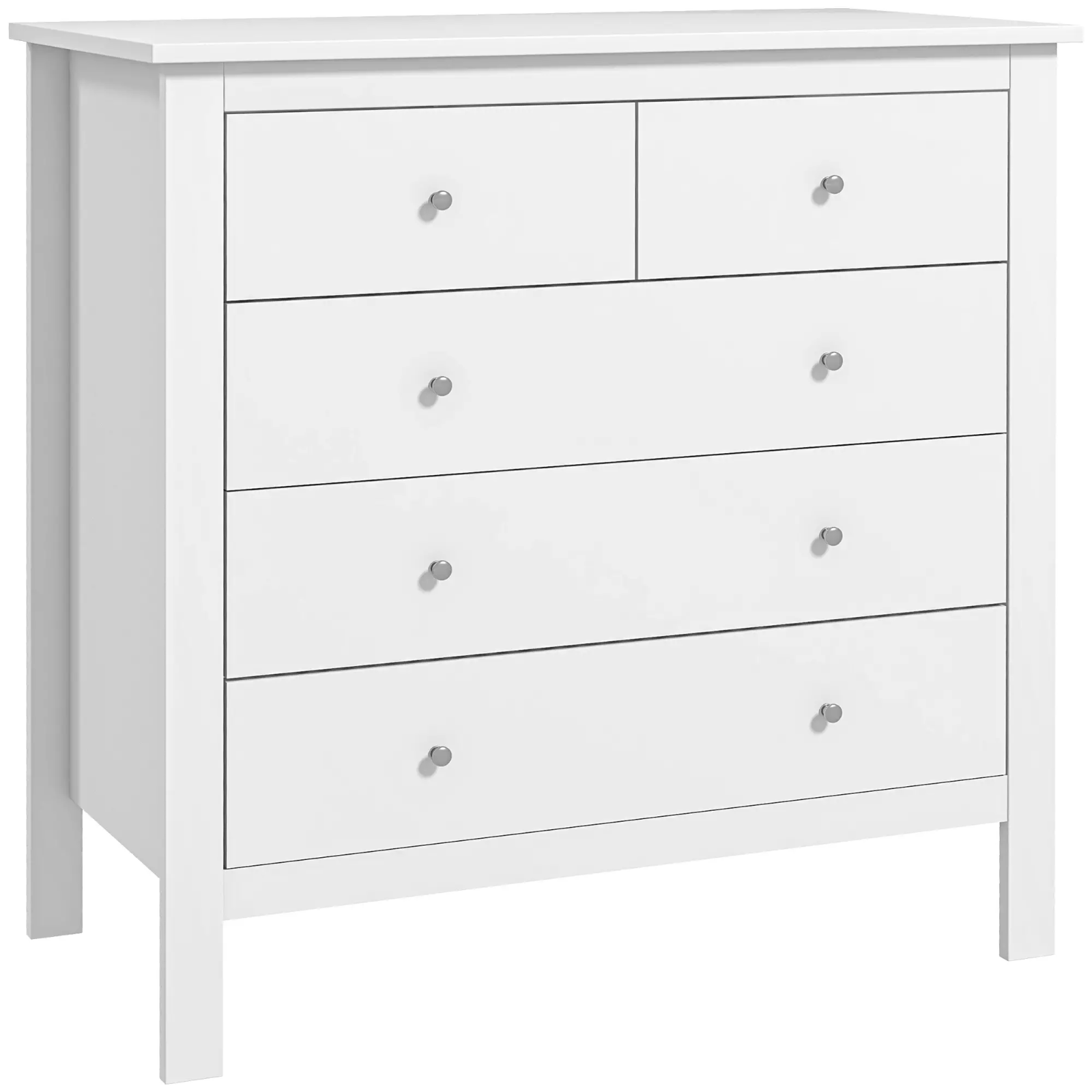 Modern Chest Of Drawers for Bedroom 5 Drawer Dresser Storage Unit White Cabinet