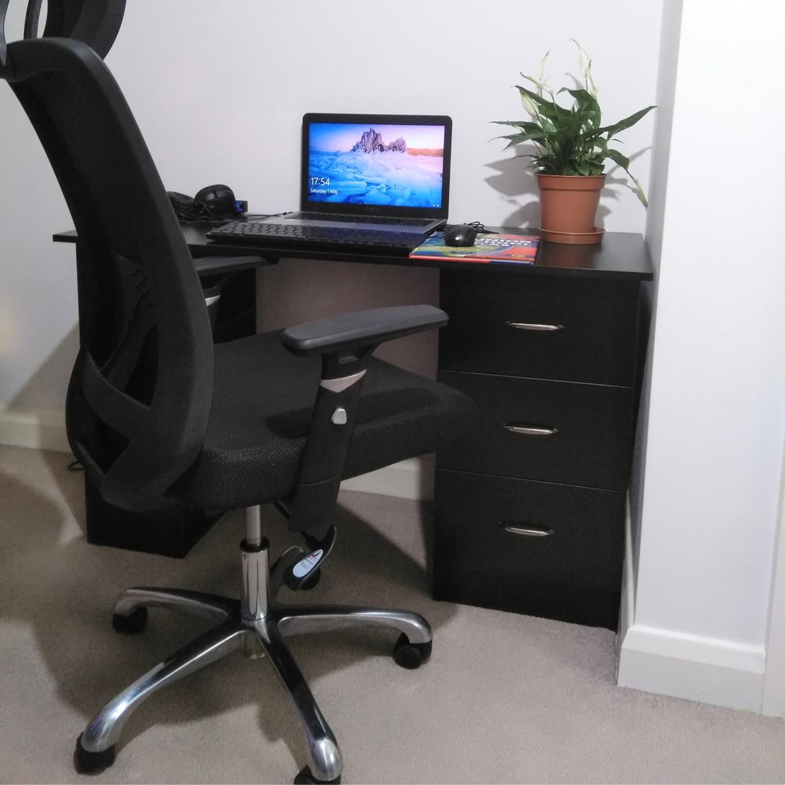 Computer Desk with Drawers Shelves PC Desk Organiser Workstation Writing Table