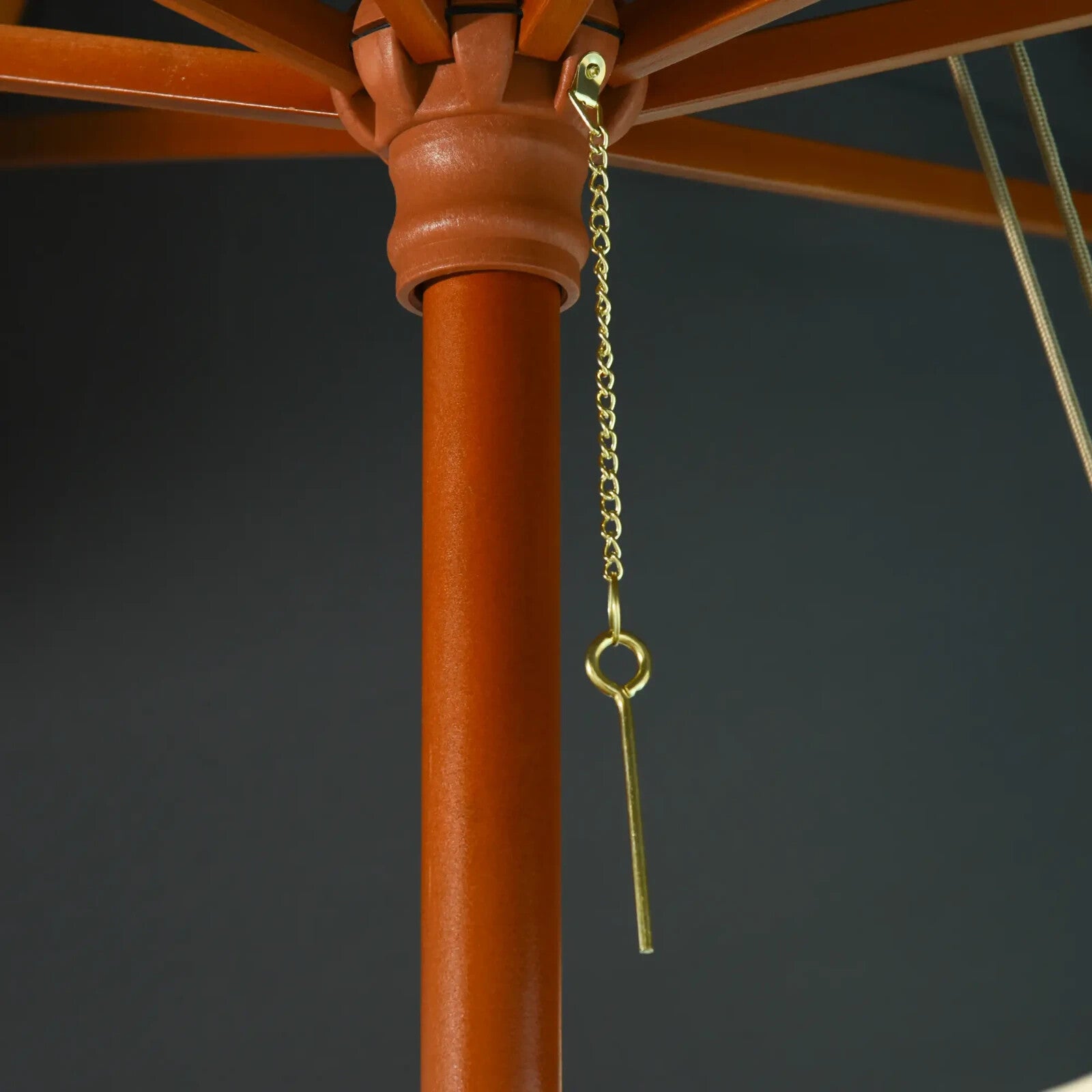 3x3 m Wooden Square Garden Parasol Umbrella Canopy for Patio Sunshade Shelter