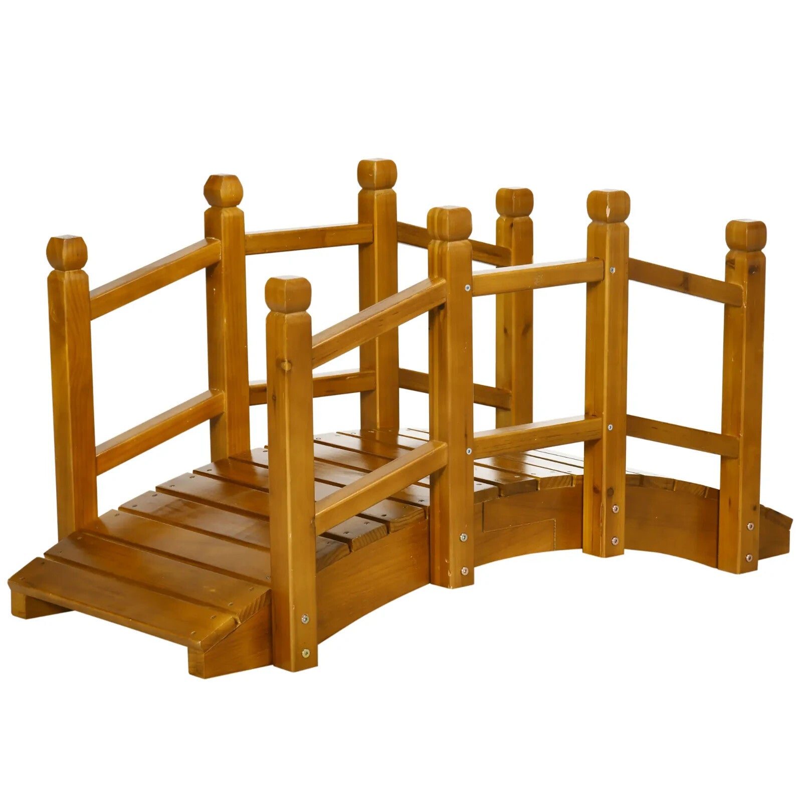 Wooden Garden Bridge with Railings Arc Footbridge for Pond Stream or Backyard
