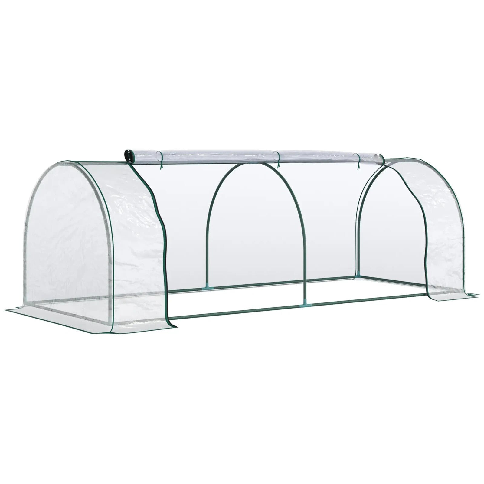 Mini Polytunnel Greenhouse Portable Water Resistant w/ Zipped Doors Transparent