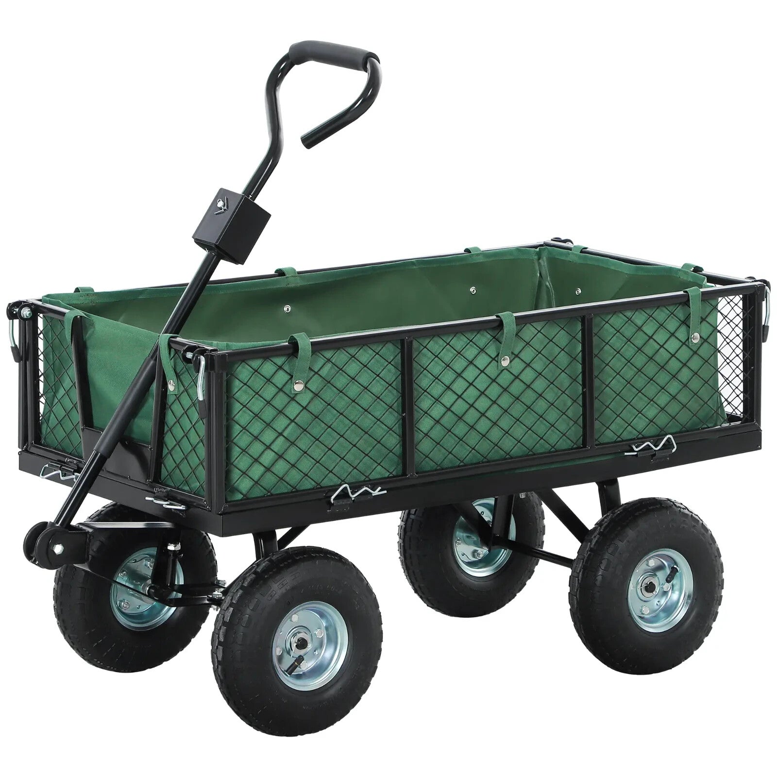 114L Steel Frame Garden Cart Trolley Heavy Duty Outdoor Utility Wagon for Tools