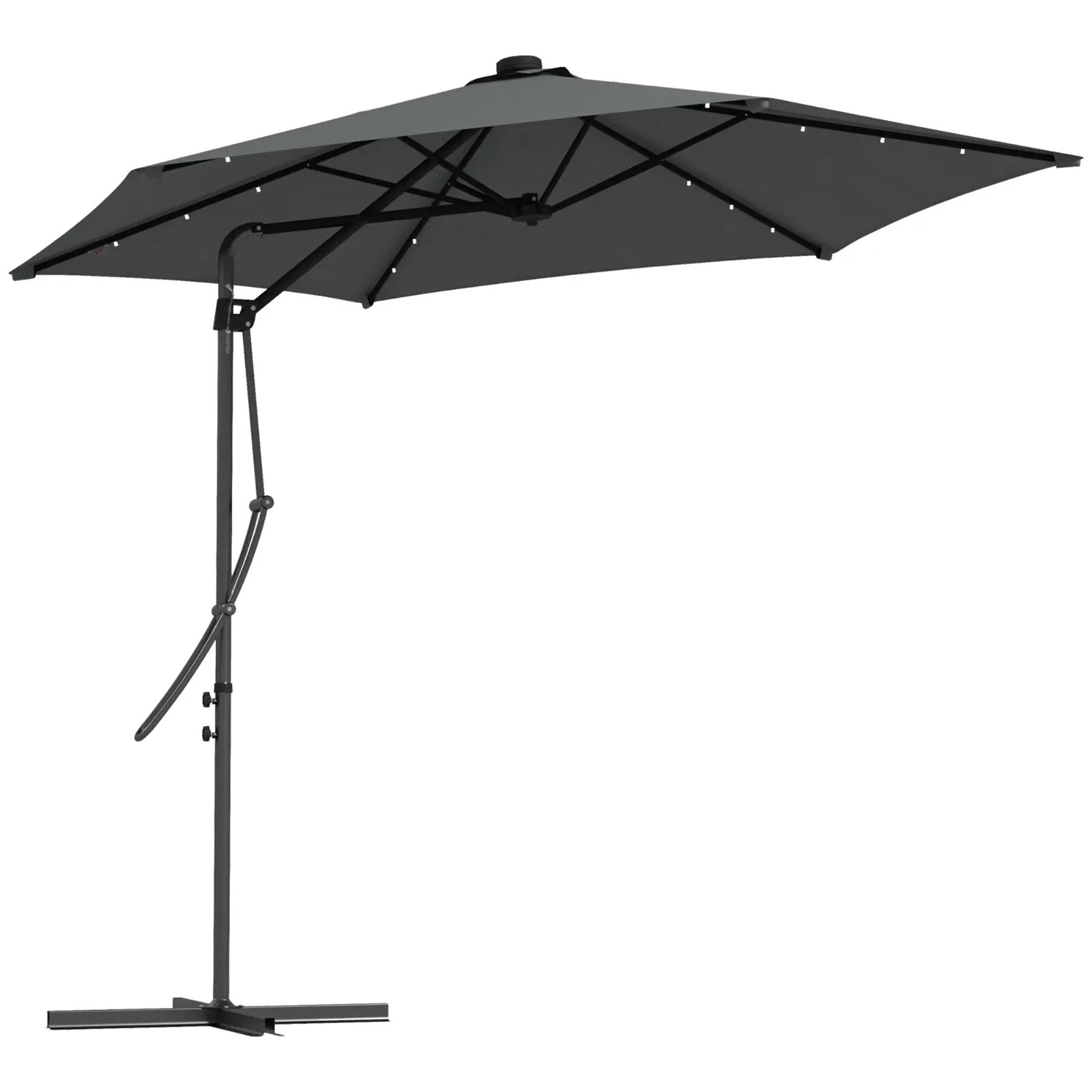 3m Cantilever Garden Parasol with Solar LED Base & Cover Outdoor Umbrella Shade