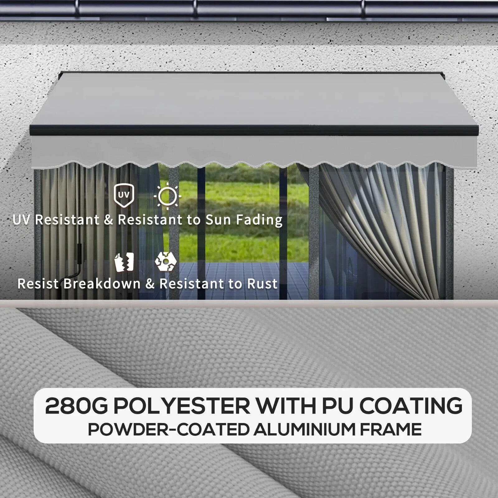 3 x 2m Electric Retractable Awning Canopy with Remote for Patio Door or Window