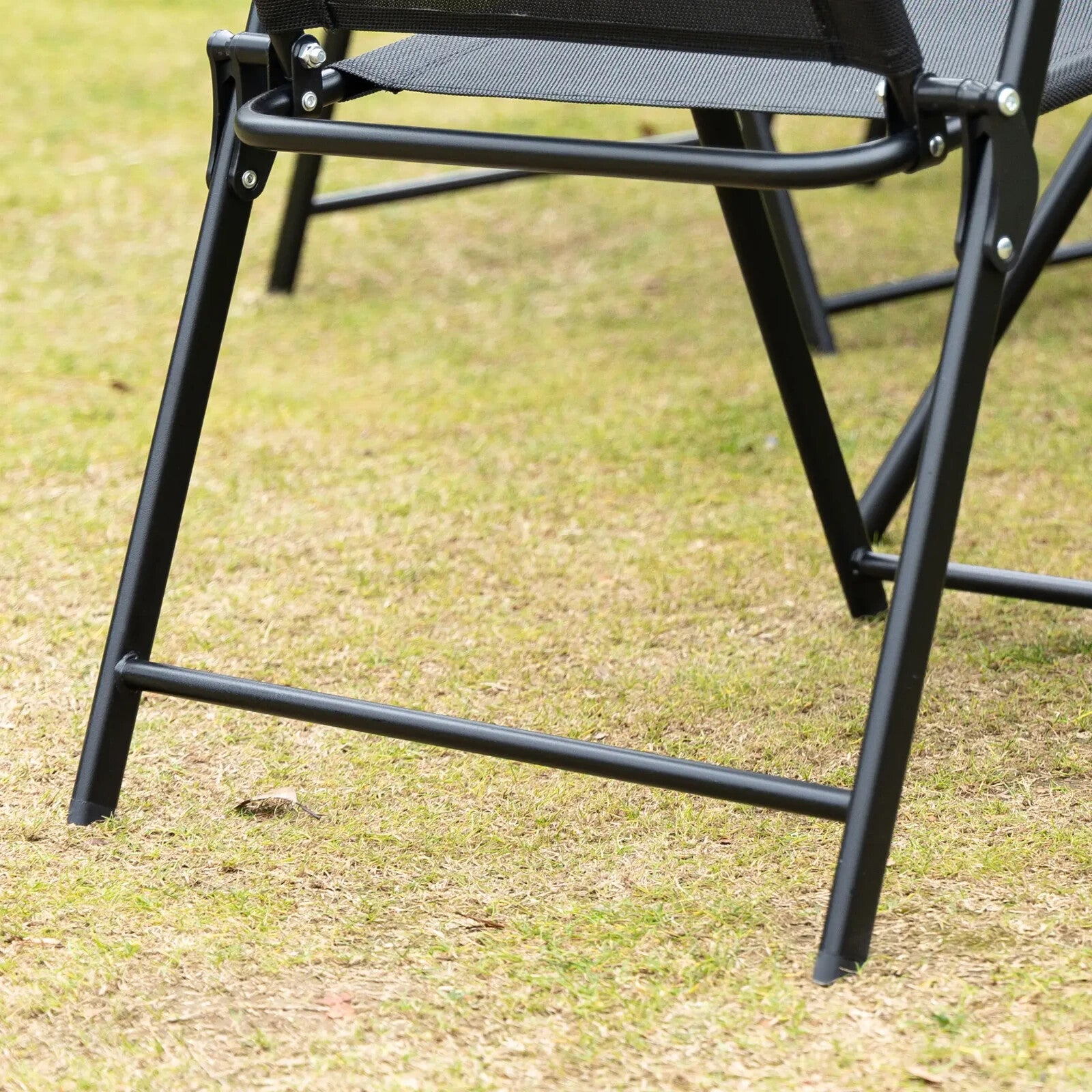 8 Pcs Metal Garden Furniture Set with Parasol Folding Chairs and 6 Seater Table