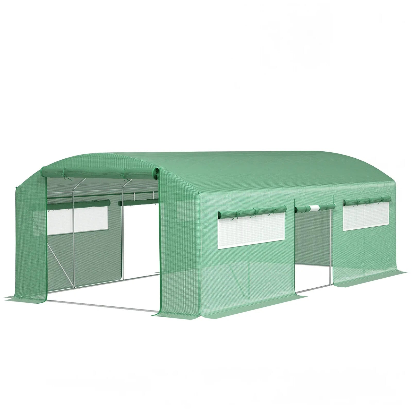 6 x 3 x 2 m Polytunnel Greenhouse with 3 Doors Mesh Window Walk In Garden Tunnel