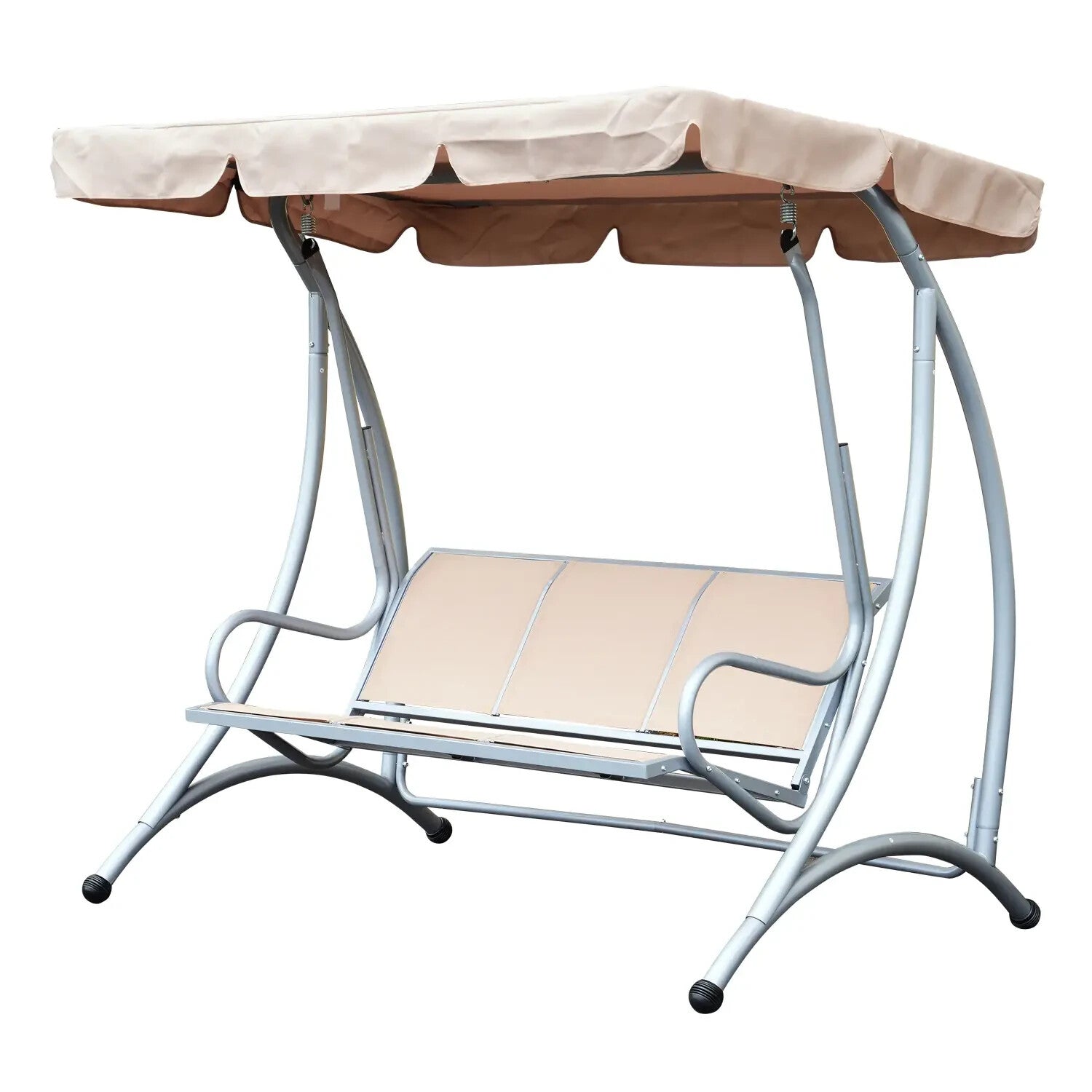 Hammock Swing Bench 3-Seater Weather-Resistant with Adjustable Canopy Beige