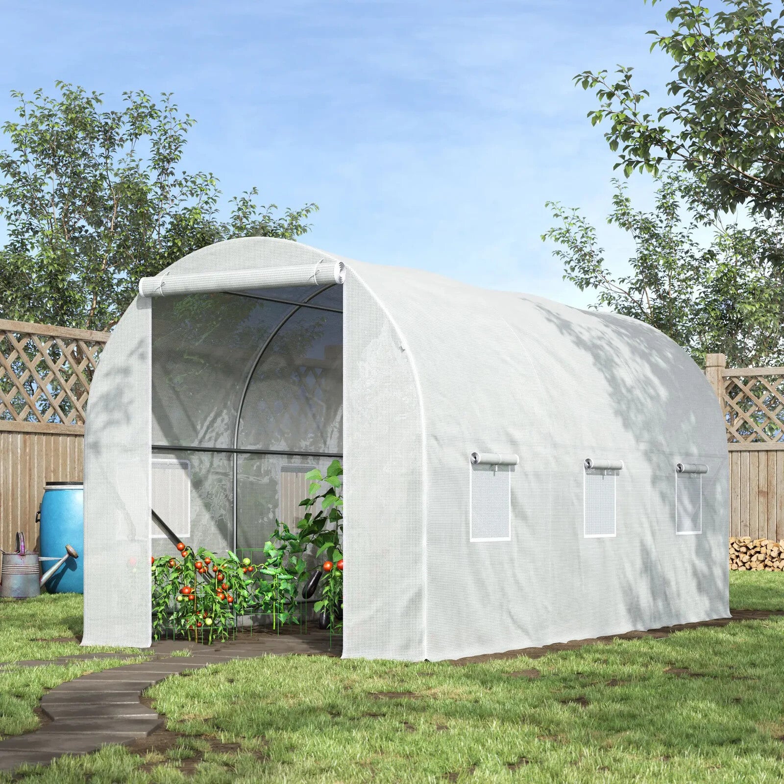 Walk In Greenhouse Large Polytunnel Windows Galvanised Garden Grow Tent Plants