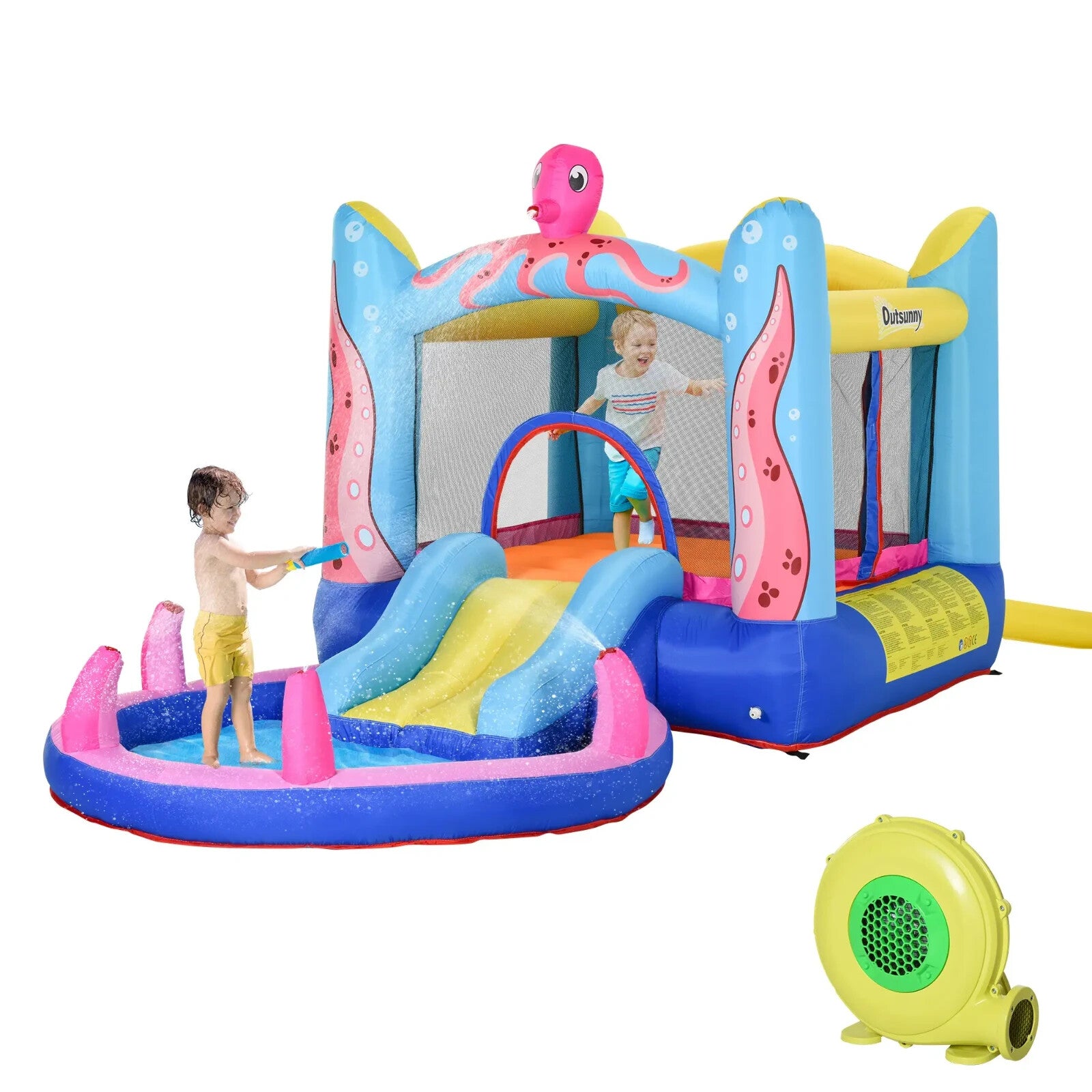 Inflatable Octopus Bounce Castle with Trampoline Slide and Pool 3.8 x 2 x 1.8m