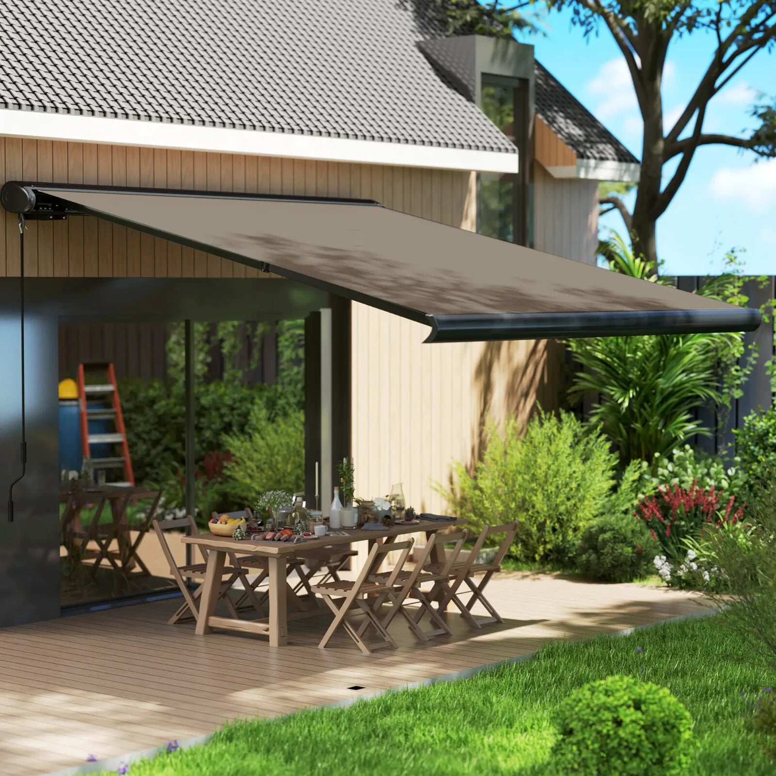 3 x 2.5m Electric Retractable Awning with Remote Aluminium Frame UV50 Sun Canopy