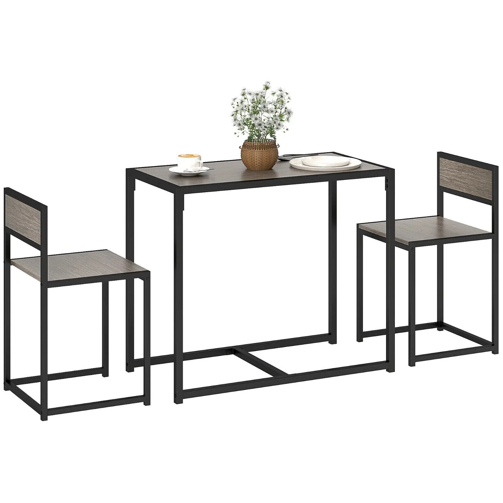Small Dining Table 2 Chairs Set Space Saving Kitchen Breakfast Table Metal Legs