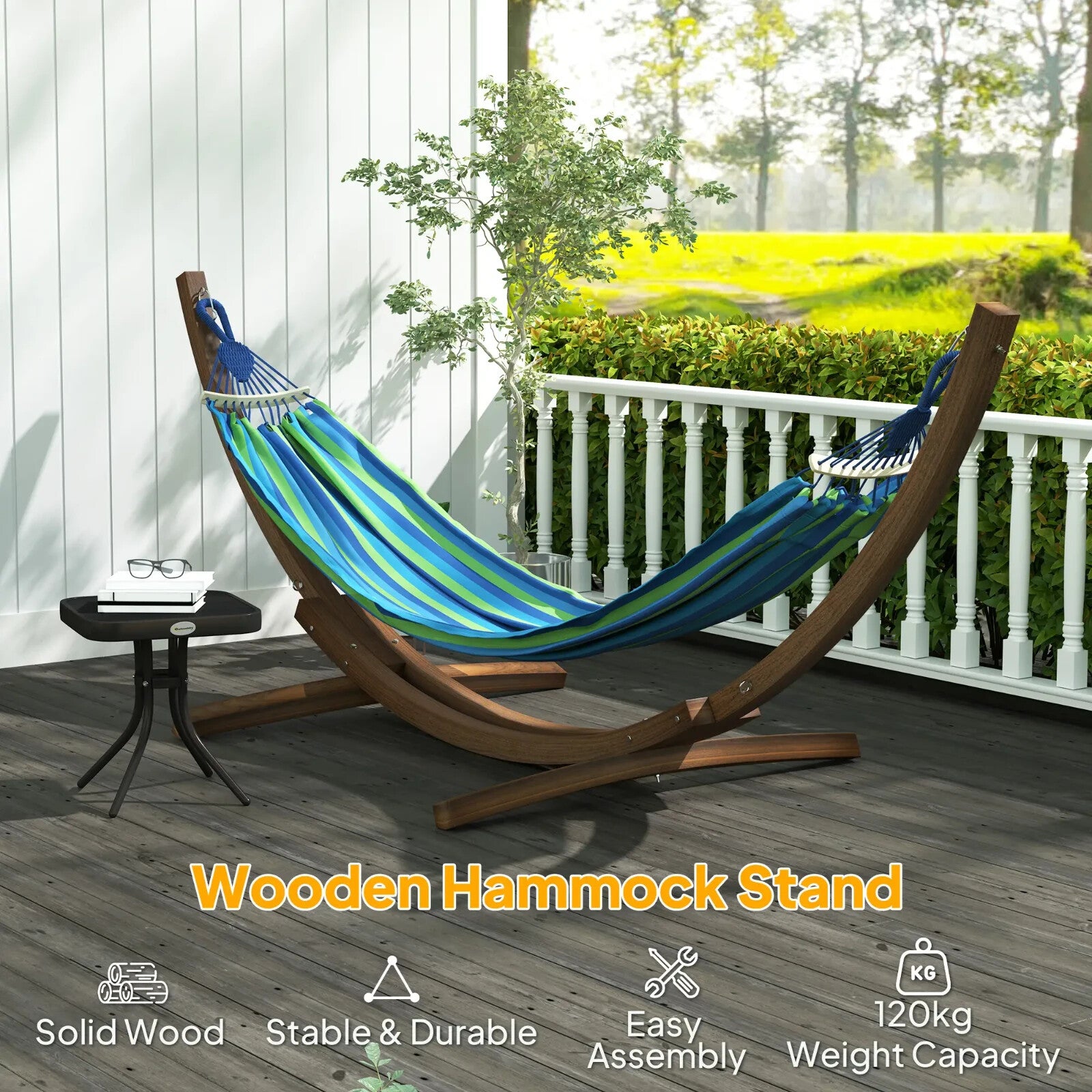 3.25m Wooden Hammock Stand Universal Fit Garden Camping Picnic Outdoor Accessory
