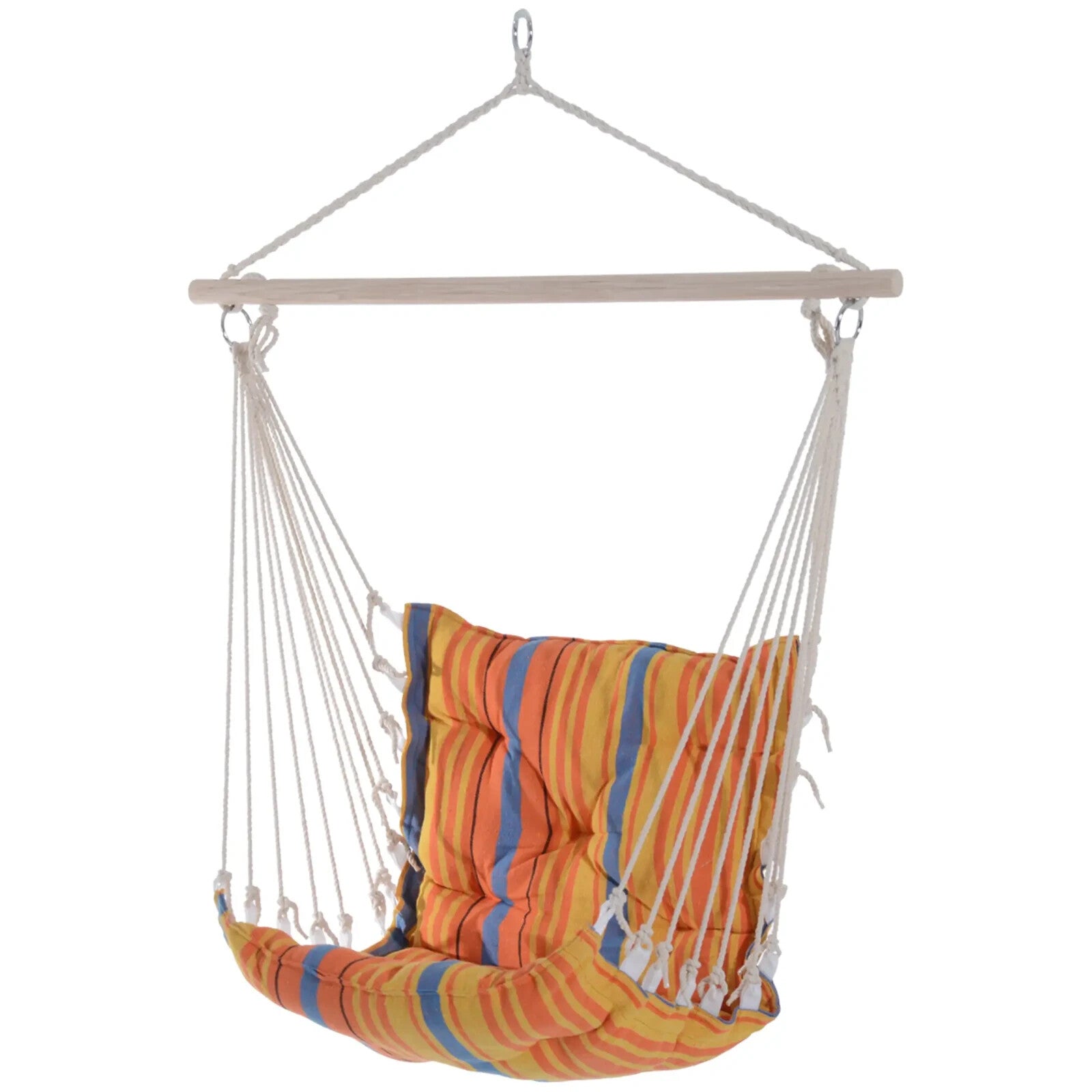 Hammock Hanging Chair with Cushioned, Soft Thick Padded Seat & Backrest Orange