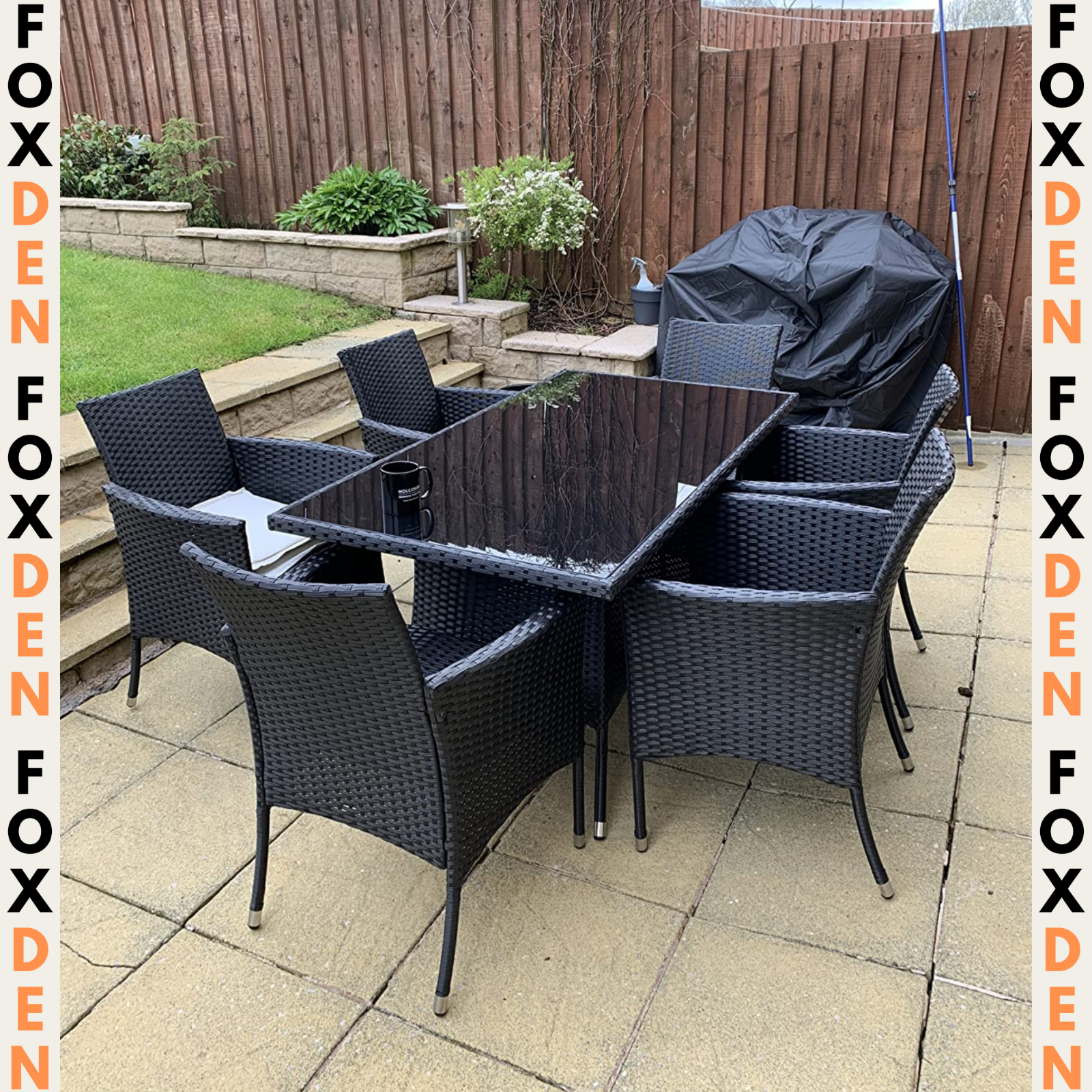 Large Rattan Dining Table and Chairs Set 6 Seater Patio Garden Furniture Seating