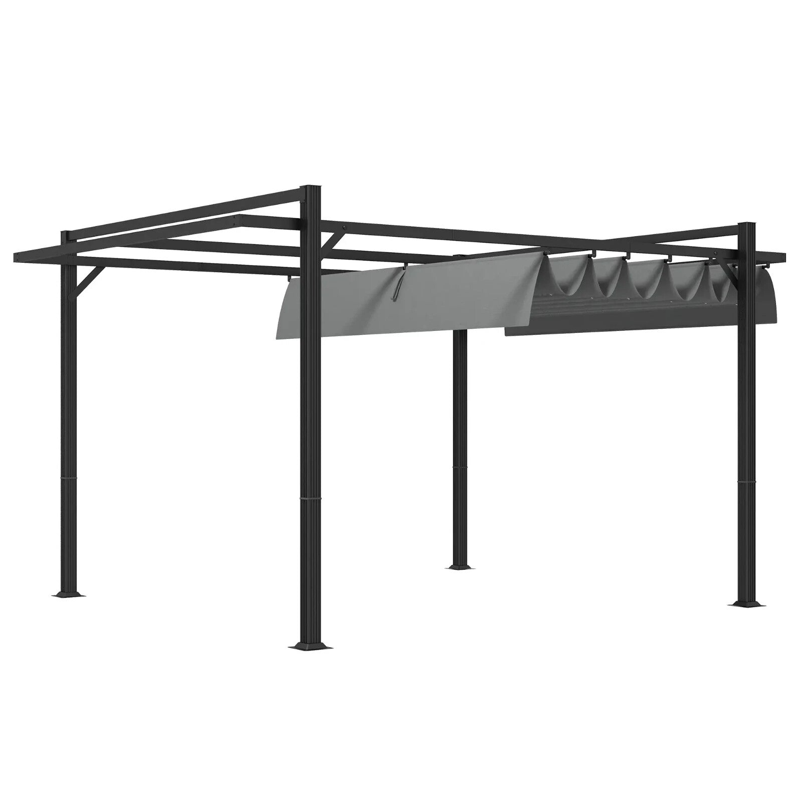 Large Metal Pergola with Retractable Roof 3 x 4m Garden Gazebo Patio Shade Cover