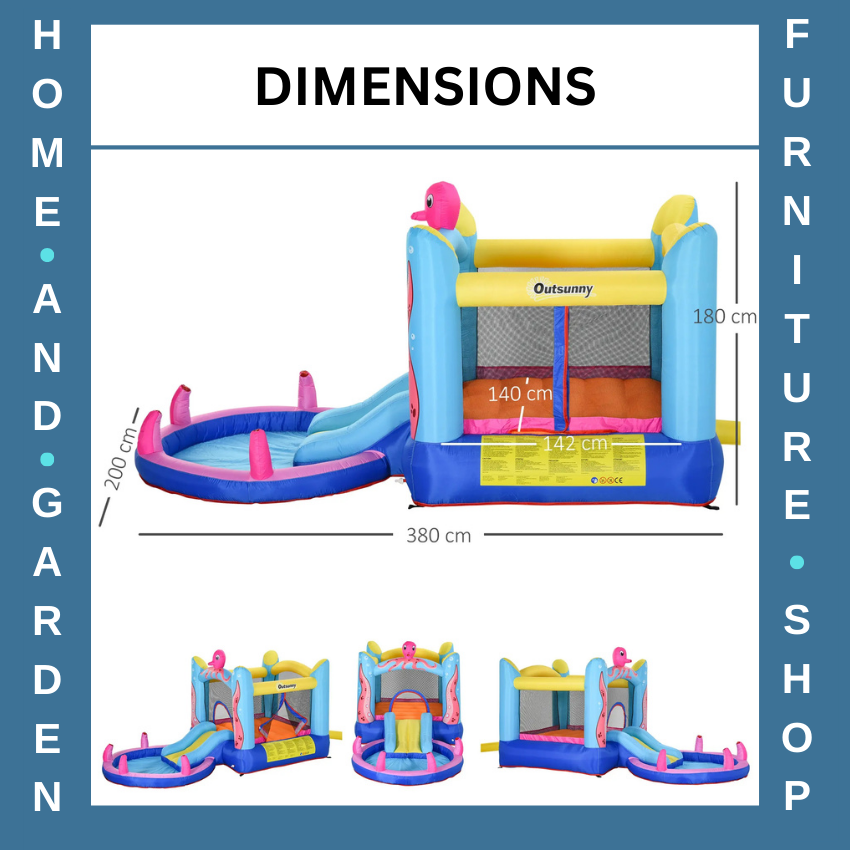 Inflatable Octopus Bounce Castle with Trampoline Slide and Pool 3.8 x 2 x 1.8m