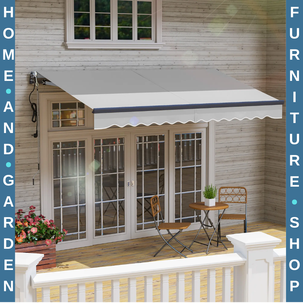 Electric Motorised Retractable Garden Awning 3.5 x 3 m UV Sun Shade Canopy Grey