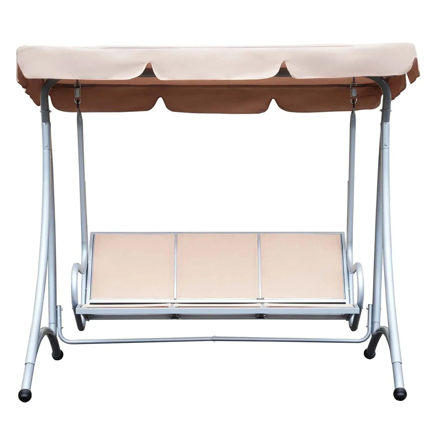 Hammock Swing Bench 3-Seater Weather-Resistant with Adjustable Canopy Beige