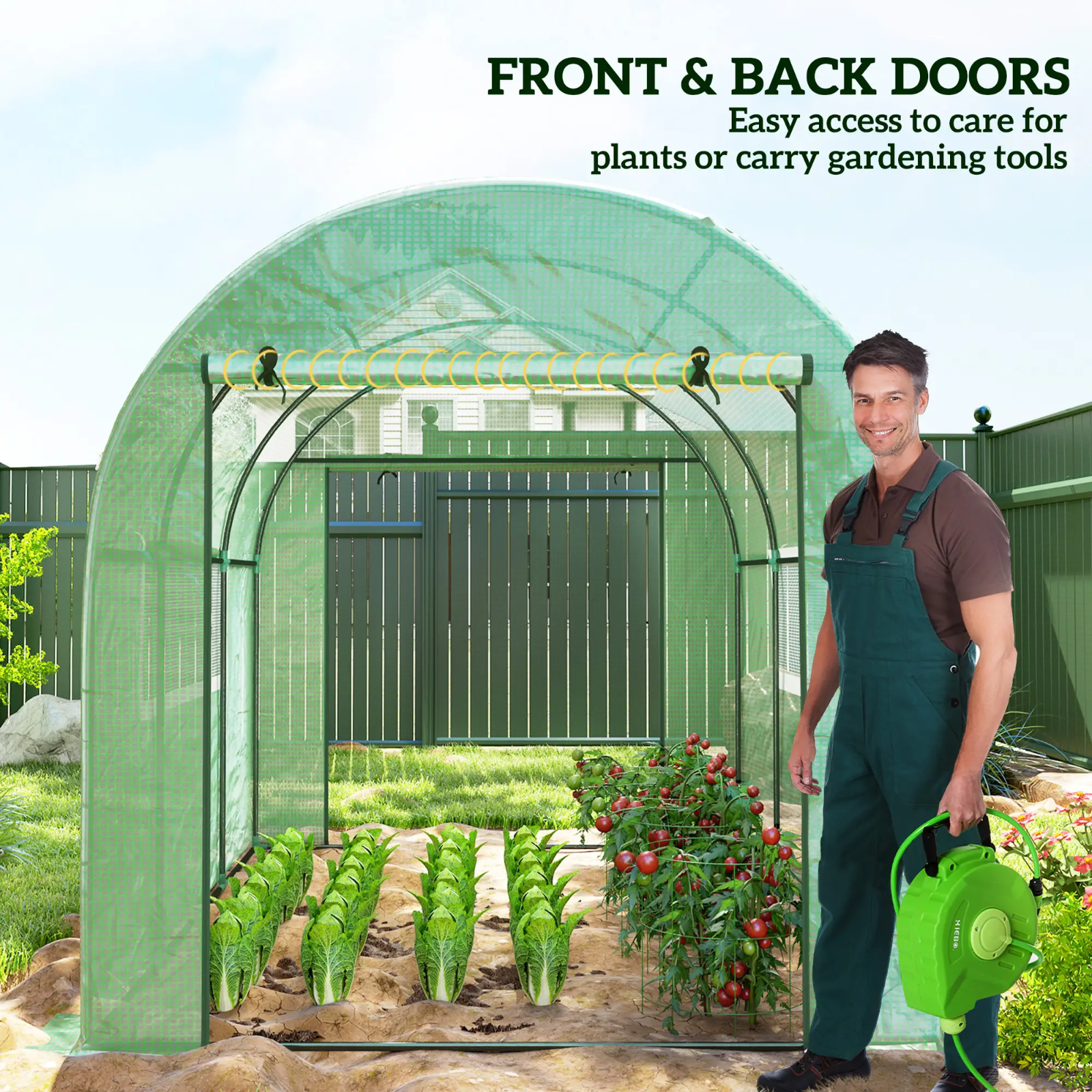 Walk In Greenhouse Large Polytunnel Tent Windows Plant Grow House Steel Frame 3m