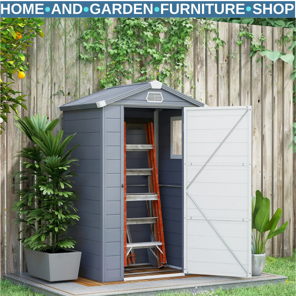 4.4 x 3.3ft Outdoor Garden Shed w/ Foundation Kit Tool House & Ventilation Slot