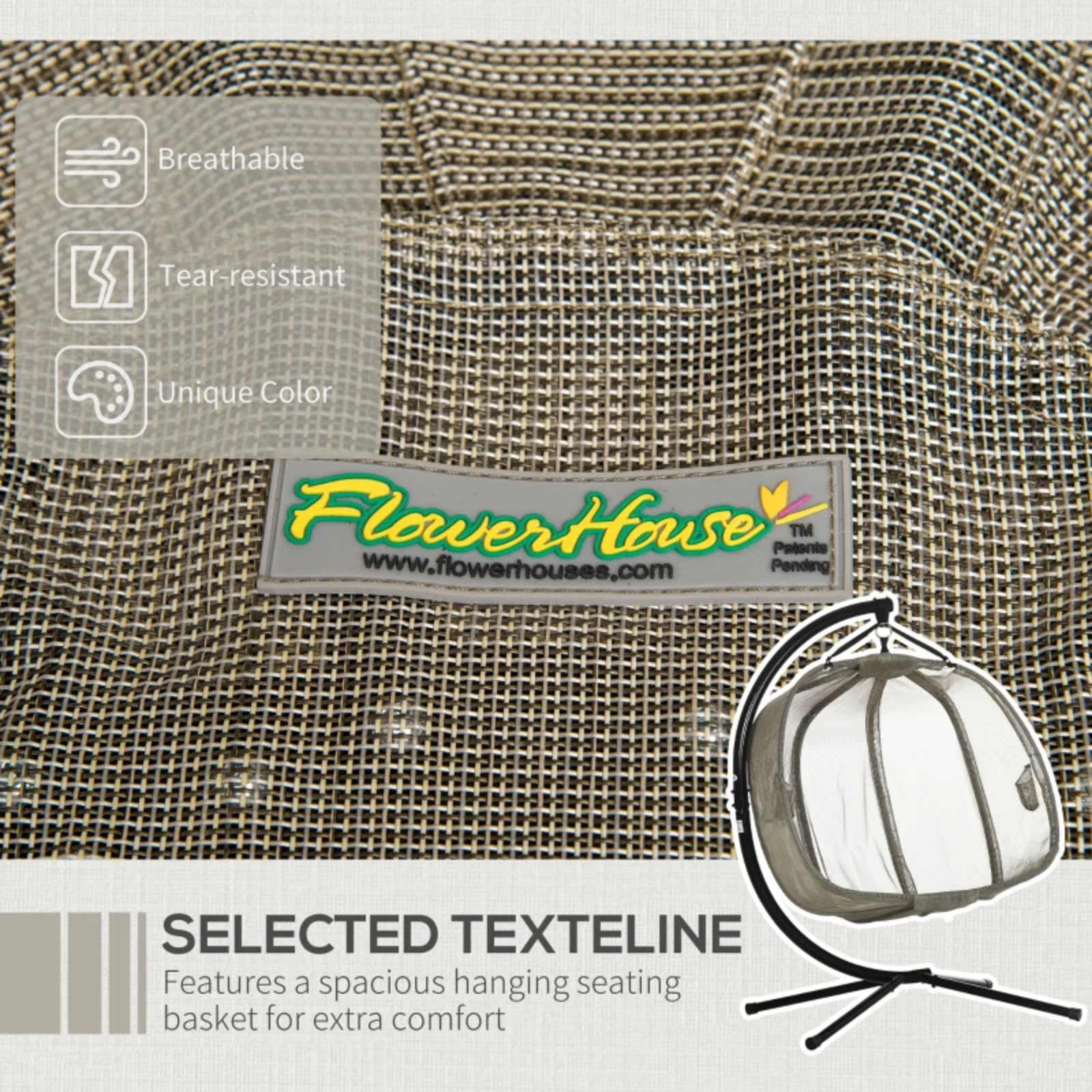 Double Hanging Egg Chair 2 Seater Swing Hammock Cocoon Cushion Side Phone Holder