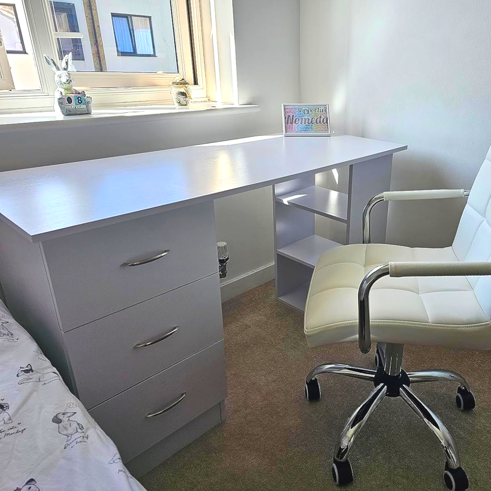 Computer Desk with Drawers Shelves PC Desk Organiser Workstation Writing Table