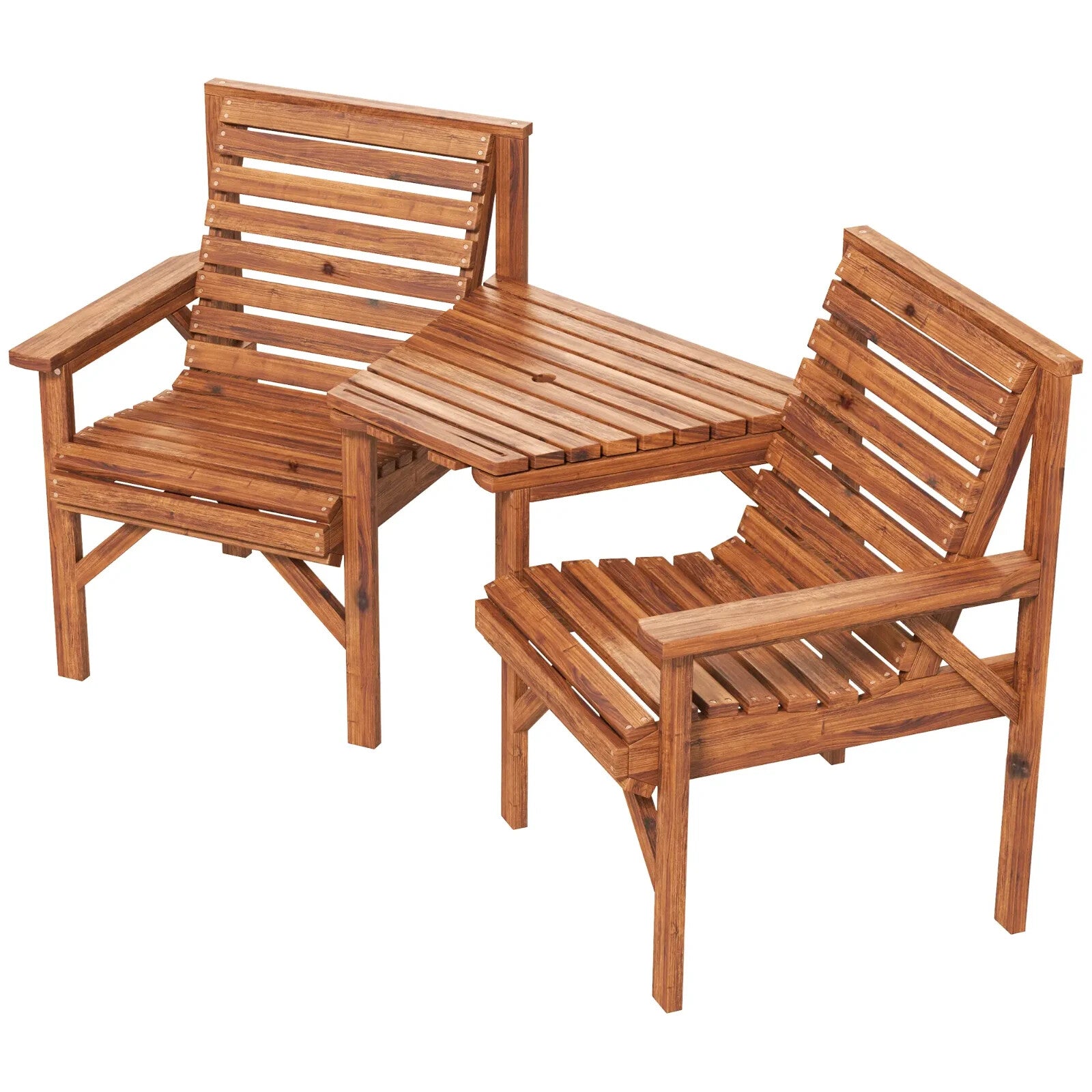 Wooden Garden Love Seat 2 Seater Patio Coffee Table and Chair Set Partner Bench