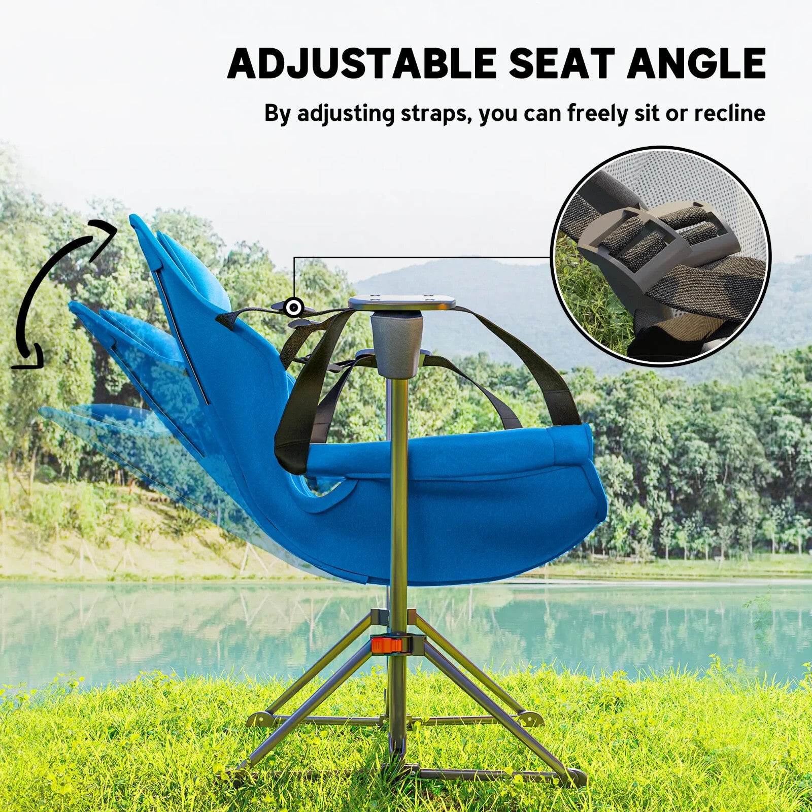 Set of 2 Hammock Camping Chairs Adjustable Back Swinging Portable Camp Chairs