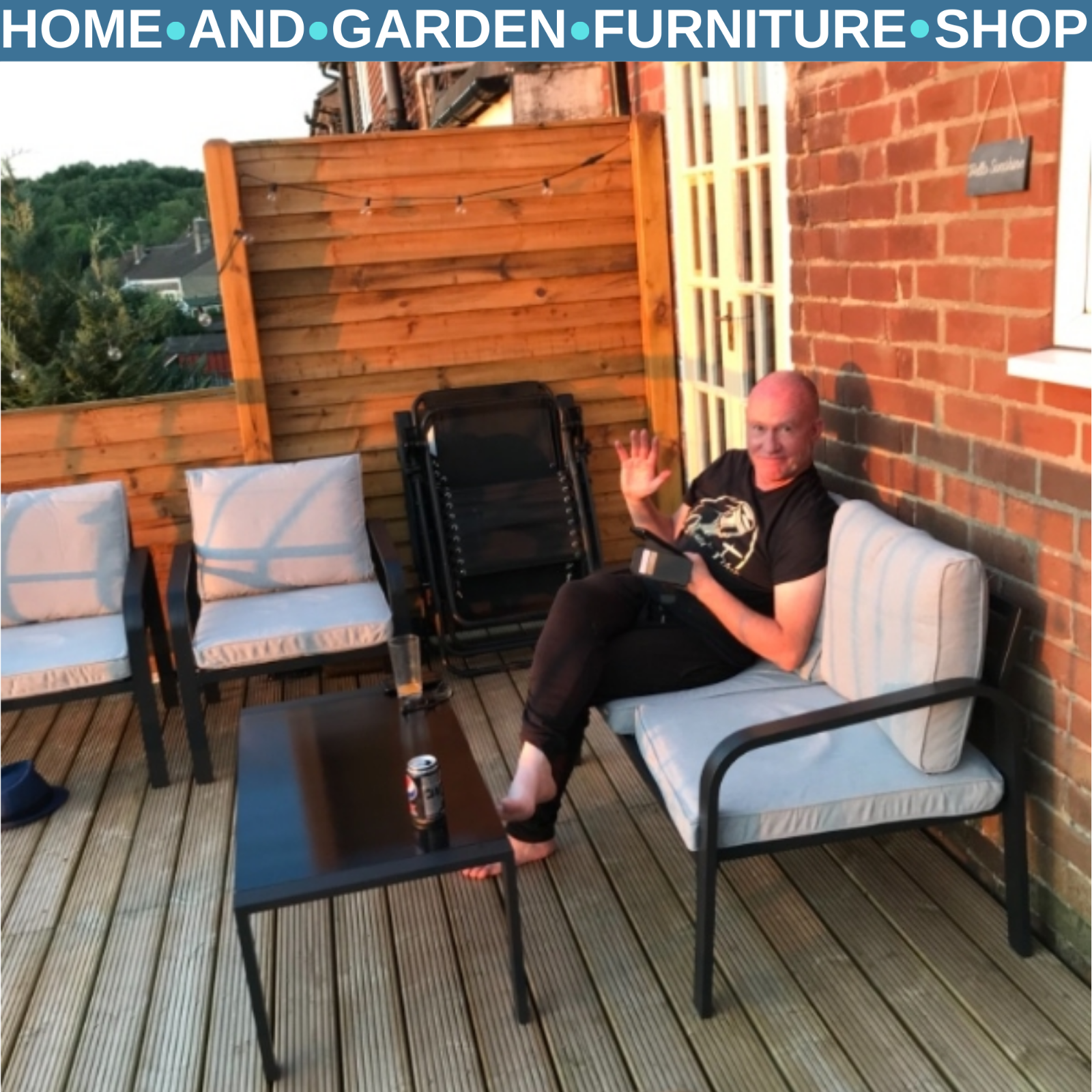 4 Piece Aluminium Garden Dining Set with Sofa Chairs Glass Table and Cushions