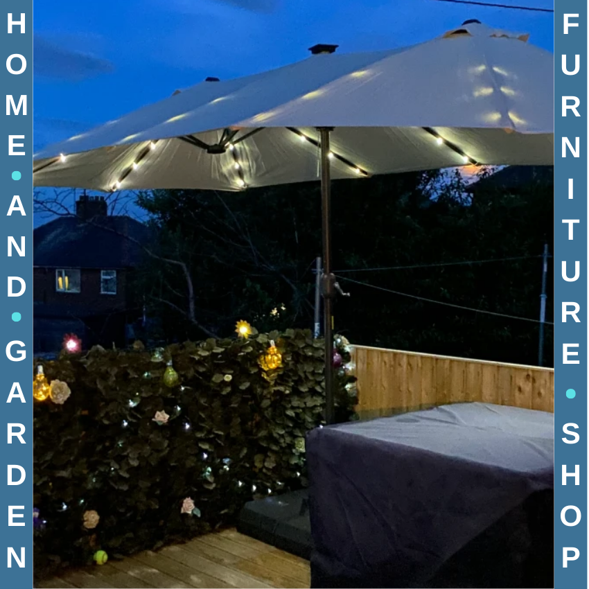 4.4m Double Sided Garden Umbrella with Solar LED Lights Shade Canopy Sun Cover