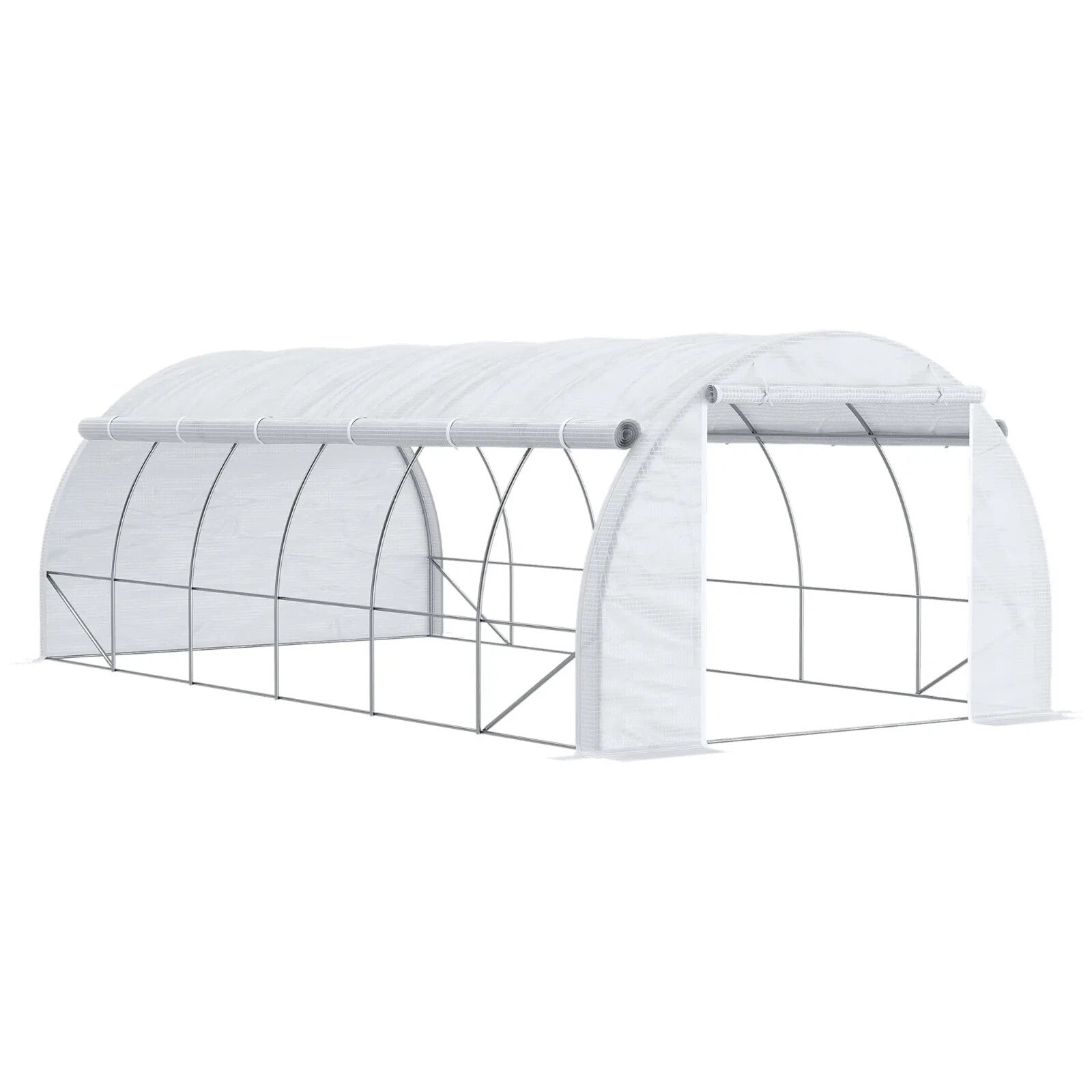 6x3x2 m Walk-In Polytunnel Greenhouse with Steel Frame Reinforced Cover and Door
