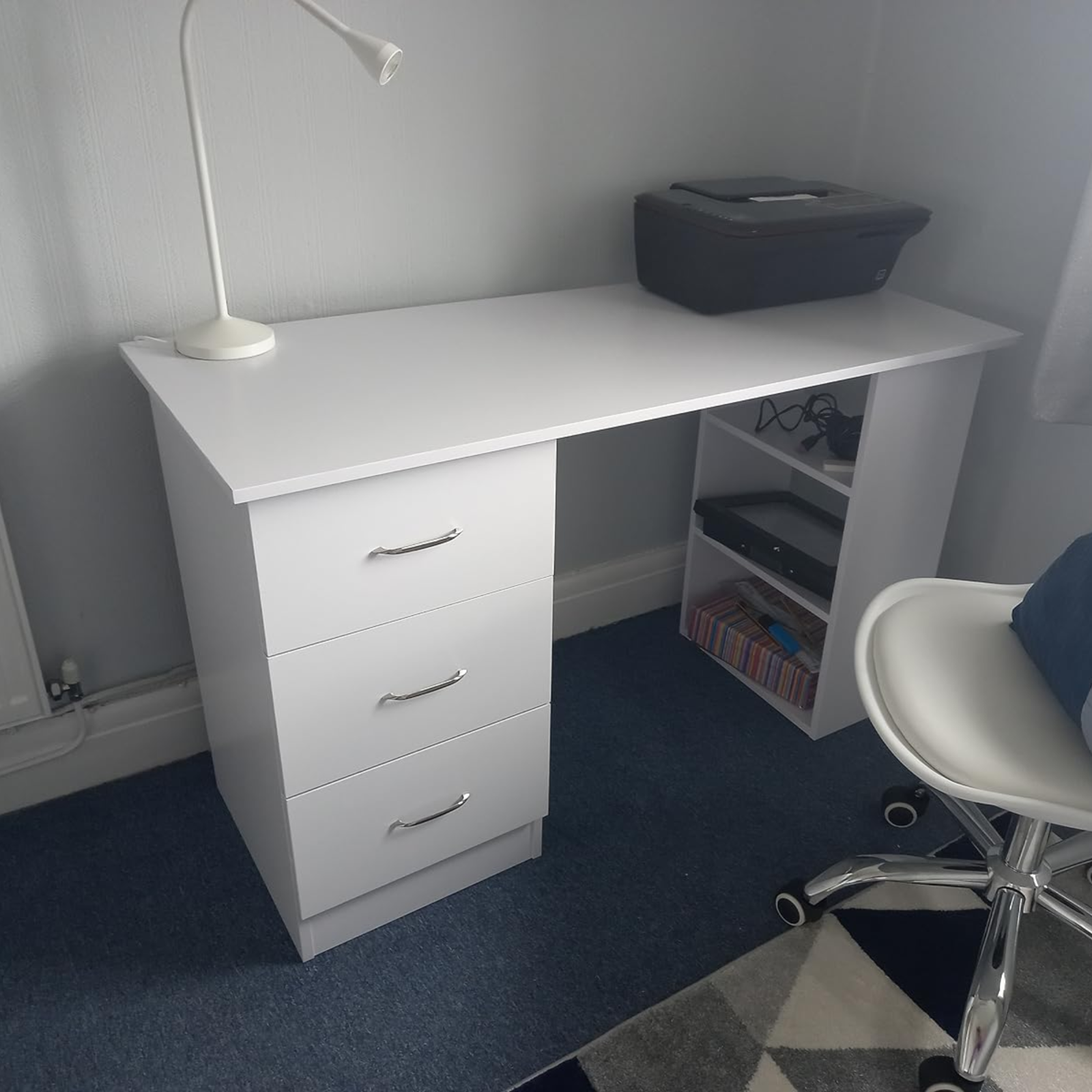 Computer Desk with Drawers Shelves PC Desk Organiser Workstation Writing Table