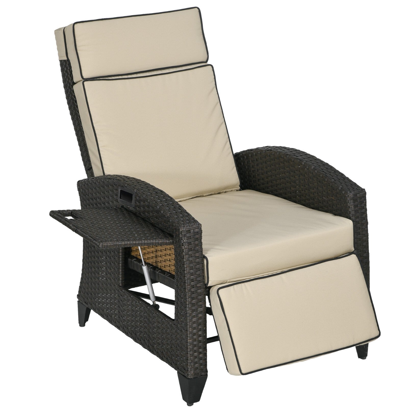 Outdoor Rattan Reclining Lounge Chair with Adjustable Backrest Garden Furniture