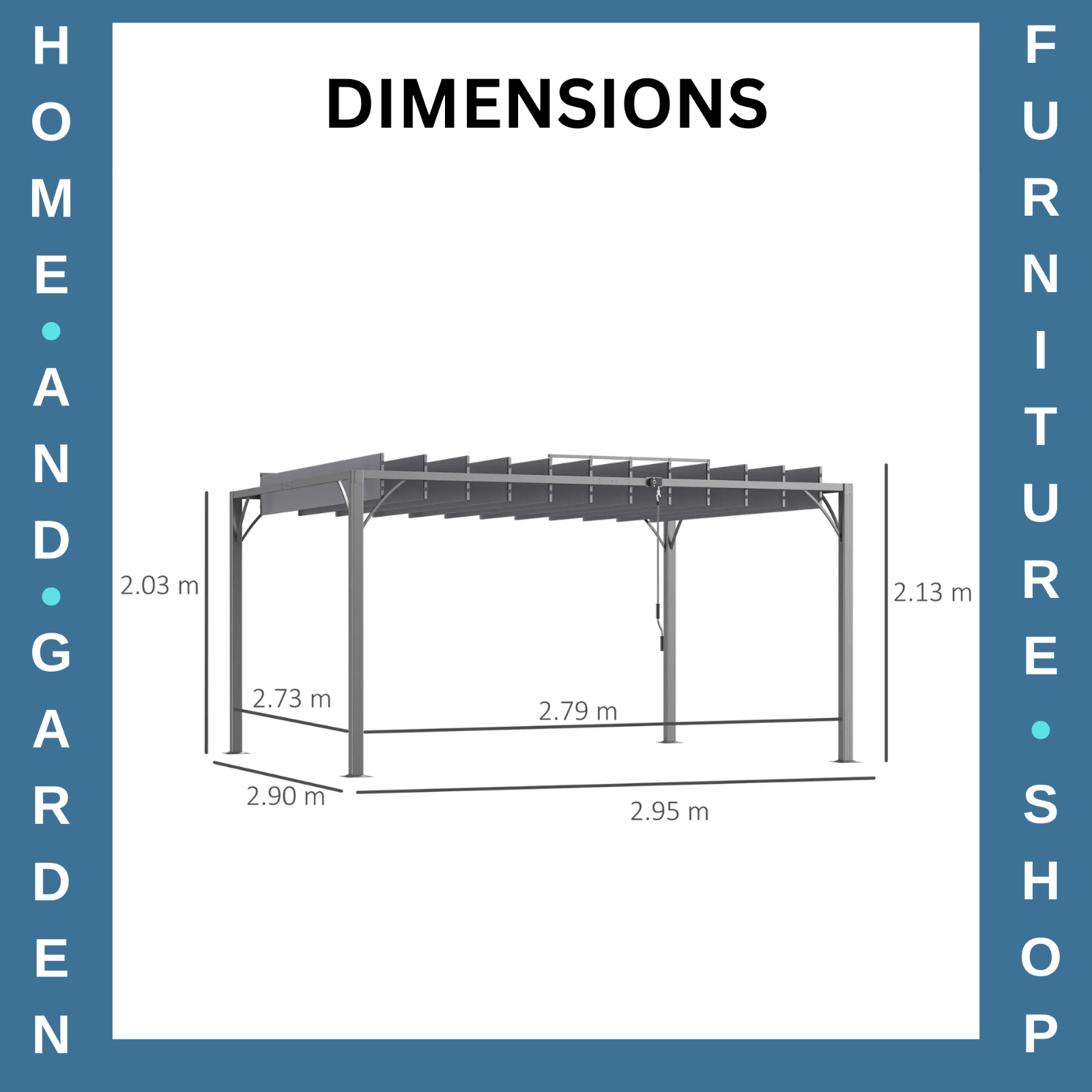 Large Metal Pergola with Retractable Roof 4 x 3m Outdoor Louvered Gazebo Grey