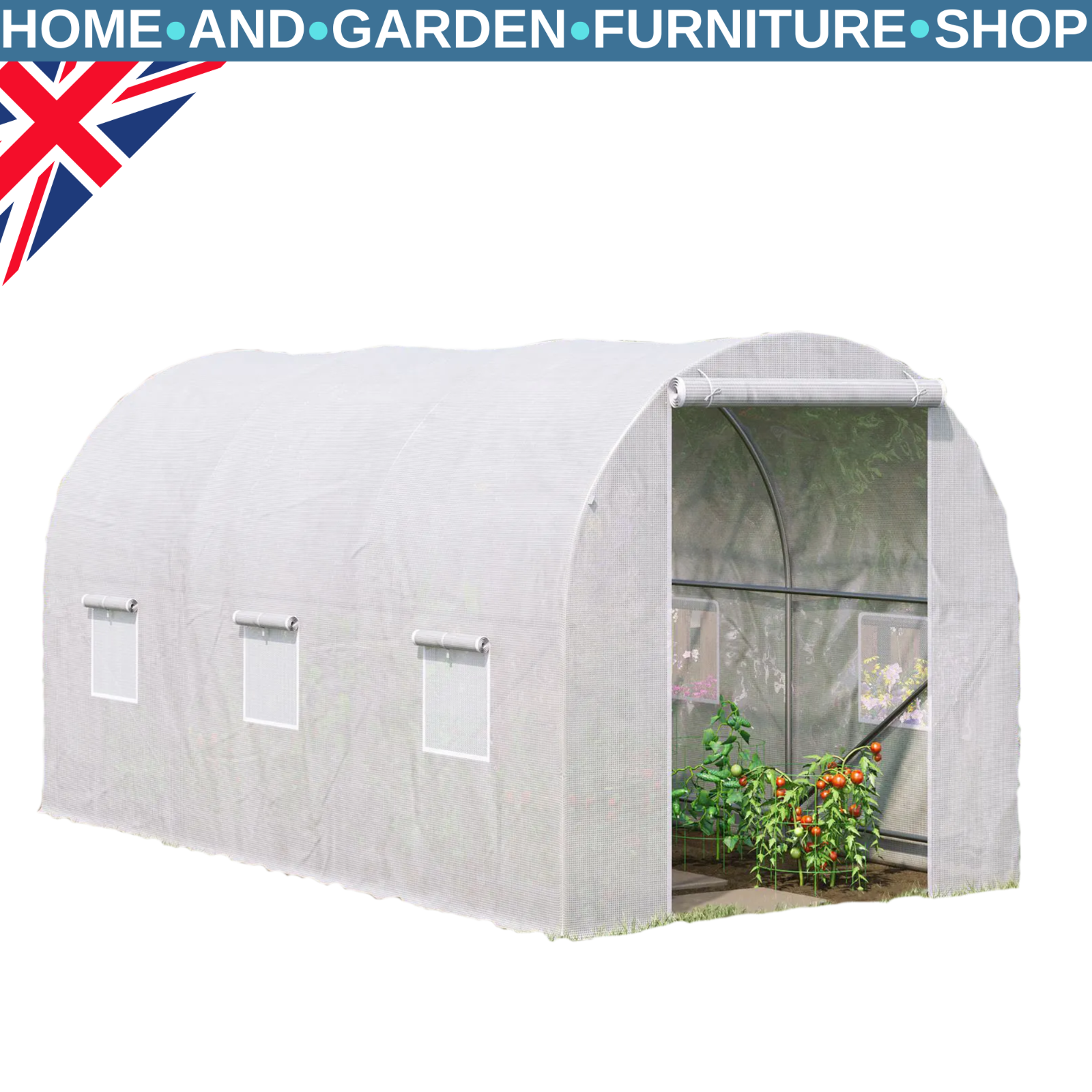 Walk In Greenhouse Large Polytunnel Windows Galvanised Garden Grow Tent Plants